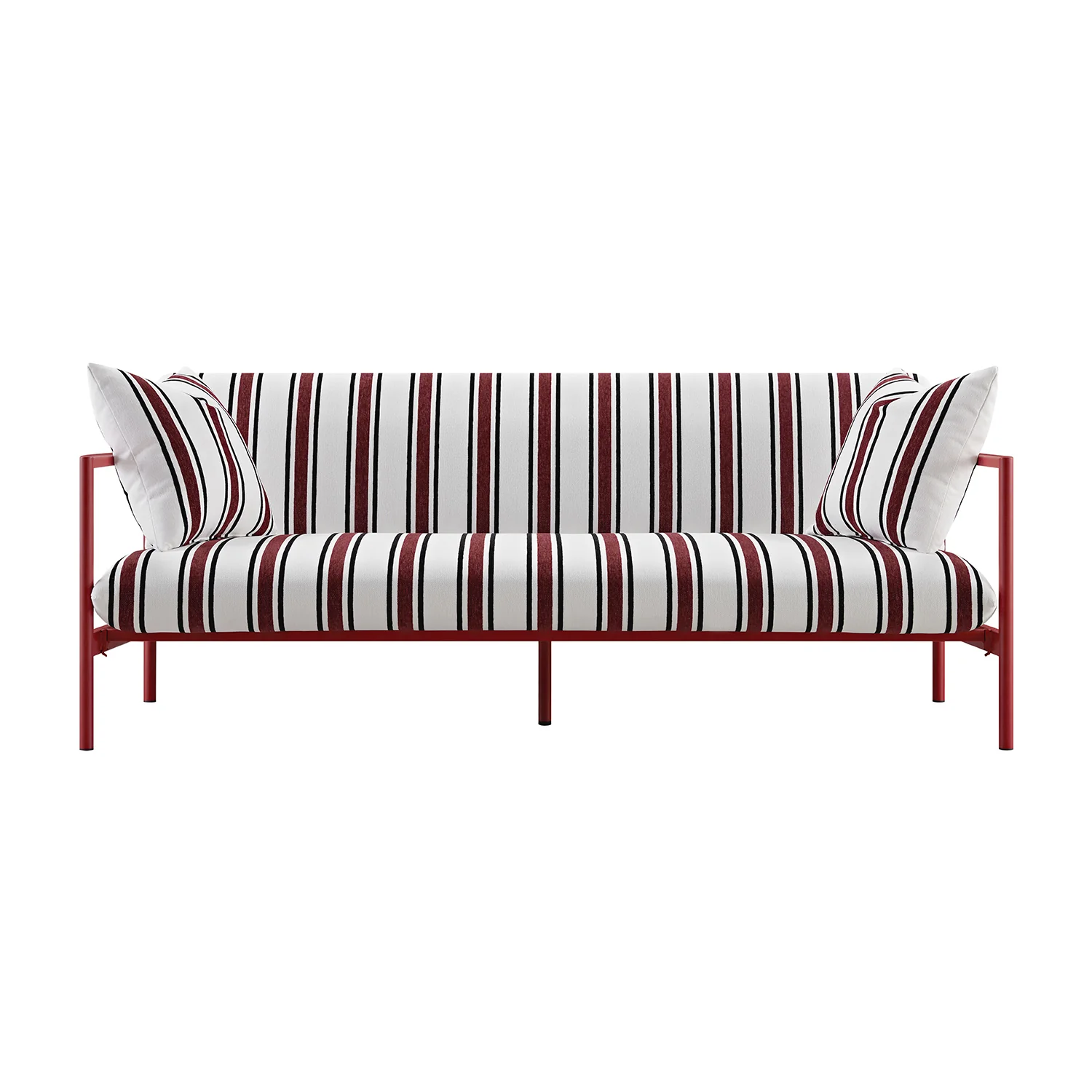 Linea Three Seater Sofa Bed, Maroon Red Striped Chenille - Image 10