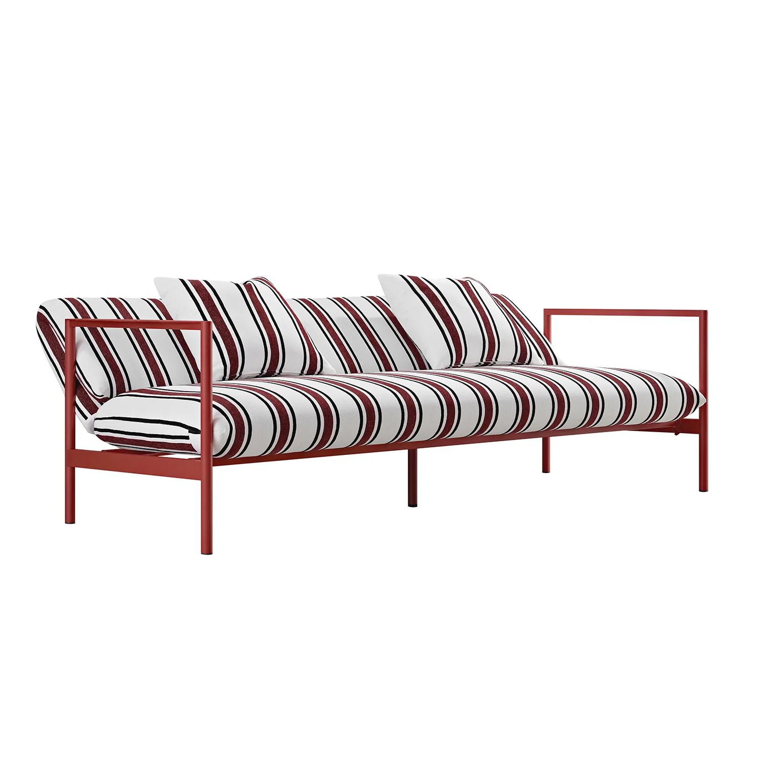 Linea Three Seater Sofa Bed, Maroon Red Striped Chenille - Image 13