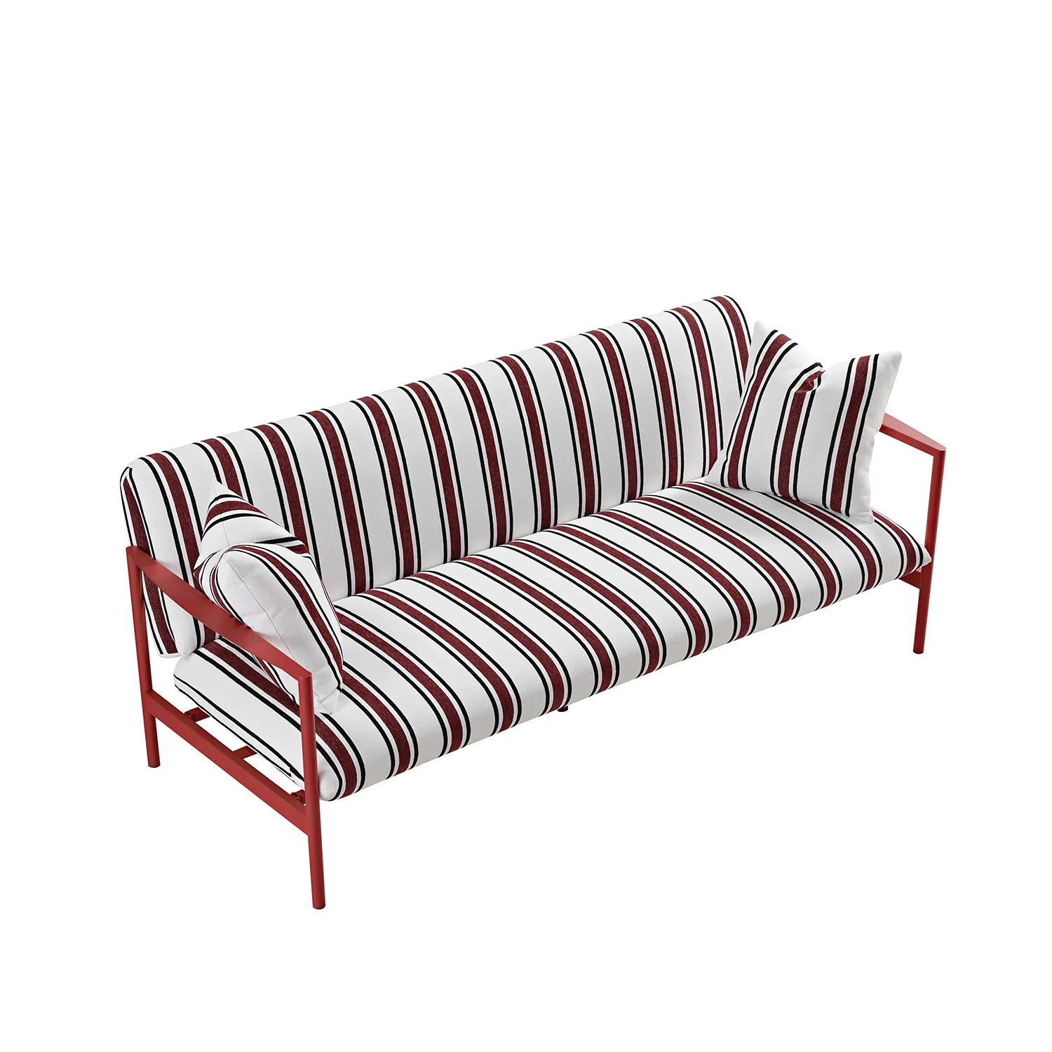 Linea Three Seater Sofa Bed, Maroon Red Striped Chenille - Image 16