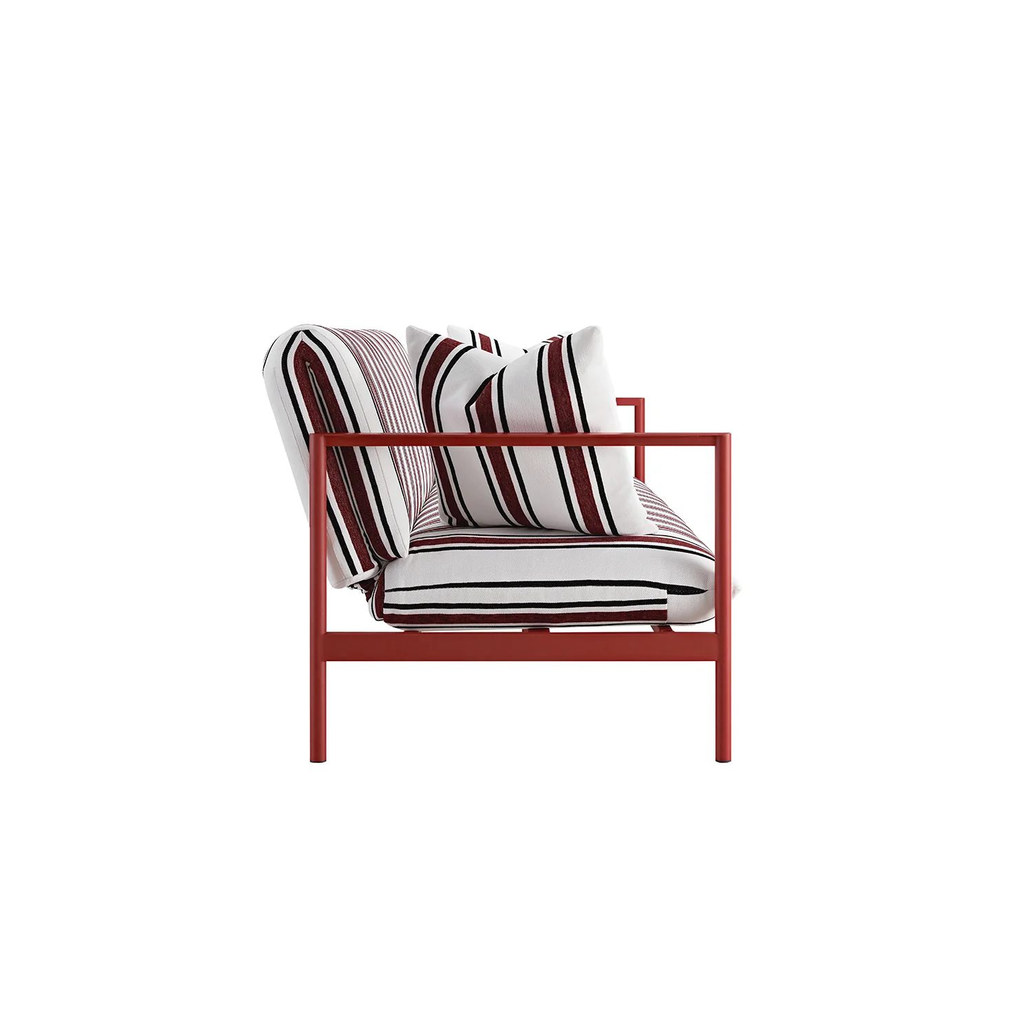 Linea Three Seater Sofa Bed, Maroon Red Striped Chenille - Image 17