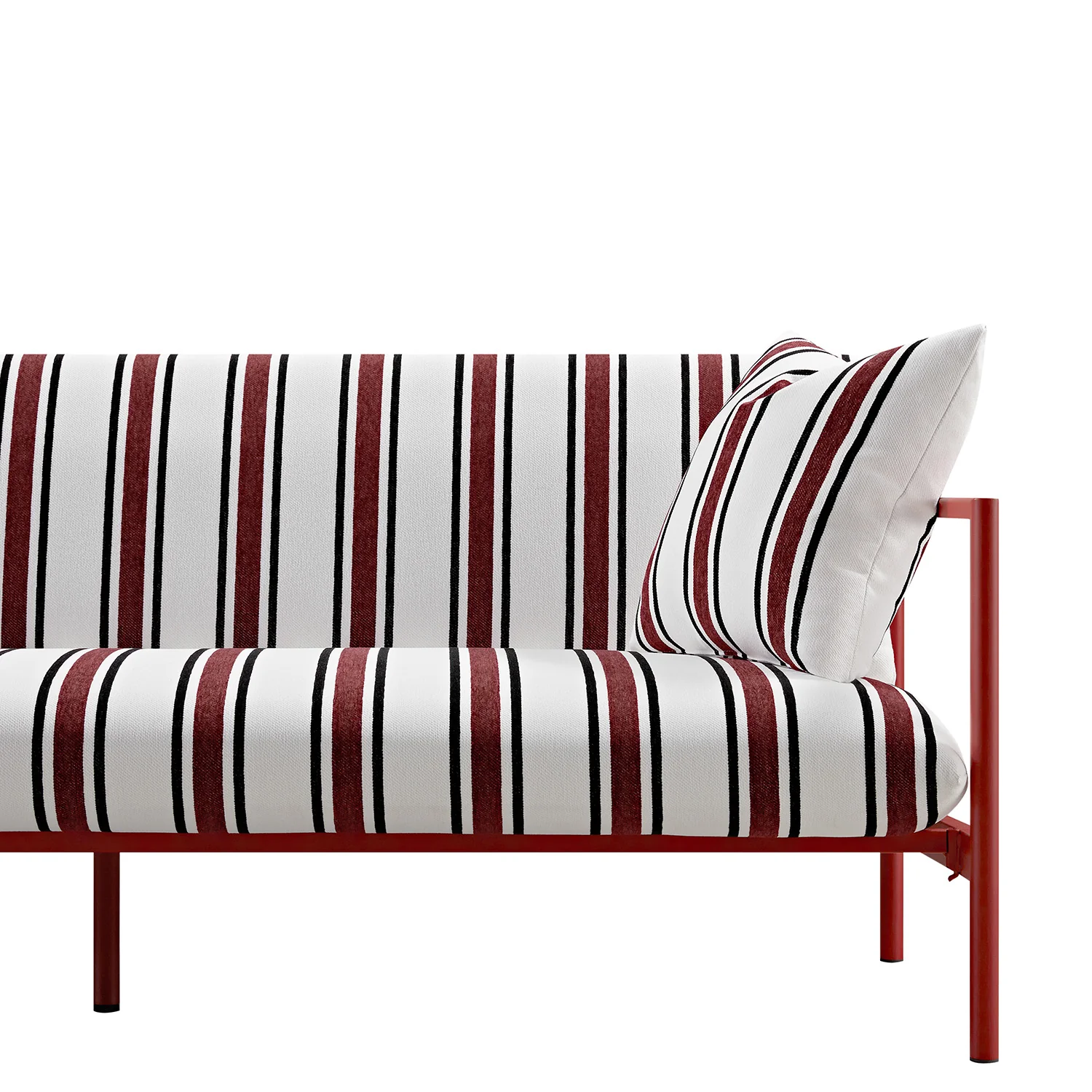 Linea Three Seater Sofa Bed, Maroon Red Striped Chenille - Image 20