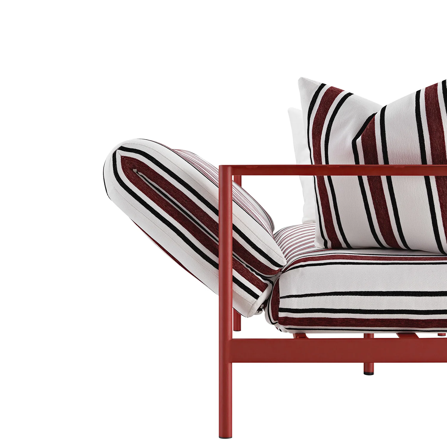 Linea Three Seater Sofa Bed, Maroon Red Striped Chenille - Image 21