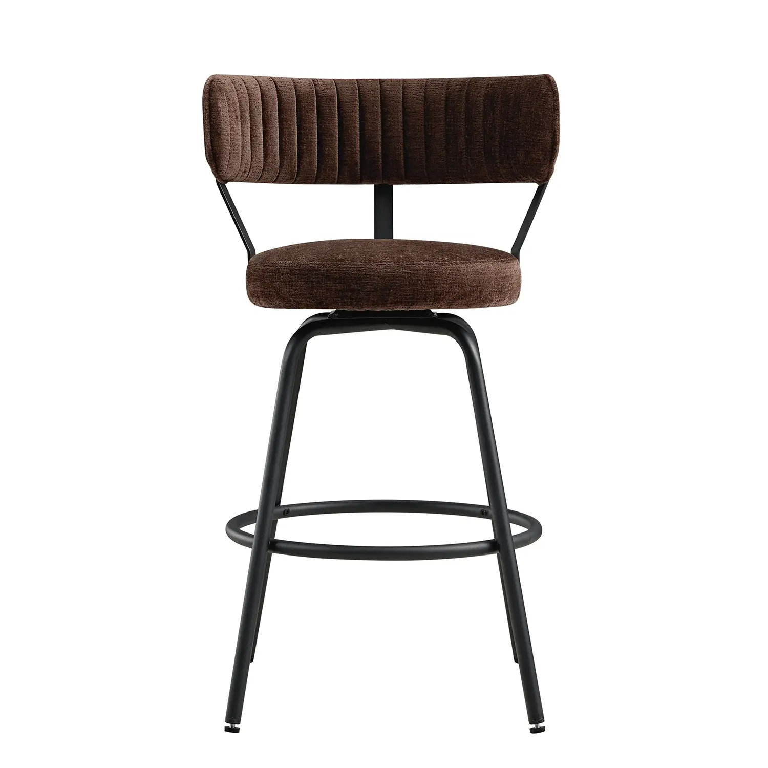 Lotte Set of 2 Swivel Counter Stools, Dark Mocha Chenille - Image 14