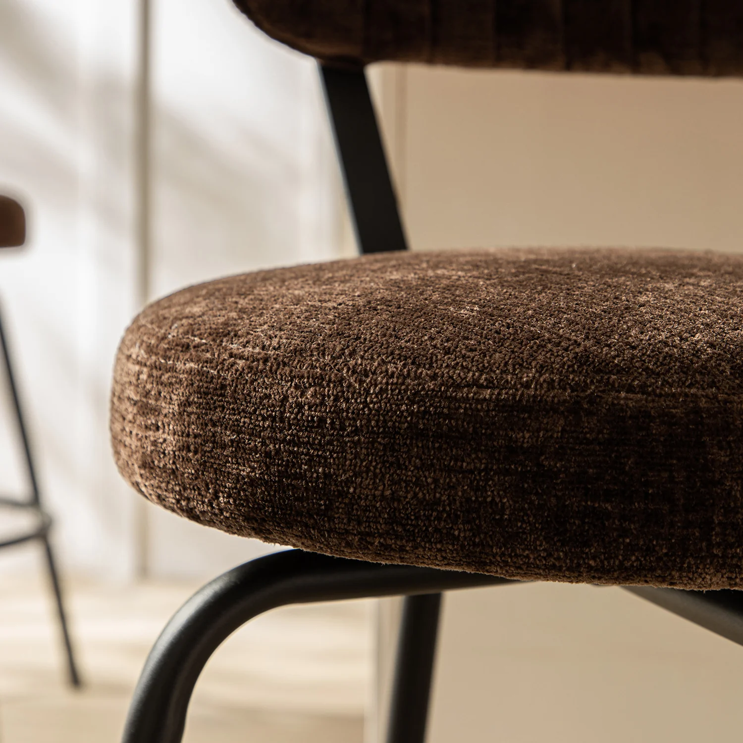 Lotte Set of 2 Swivel Counter Stools, Dark Mocha Chenille - Image 6