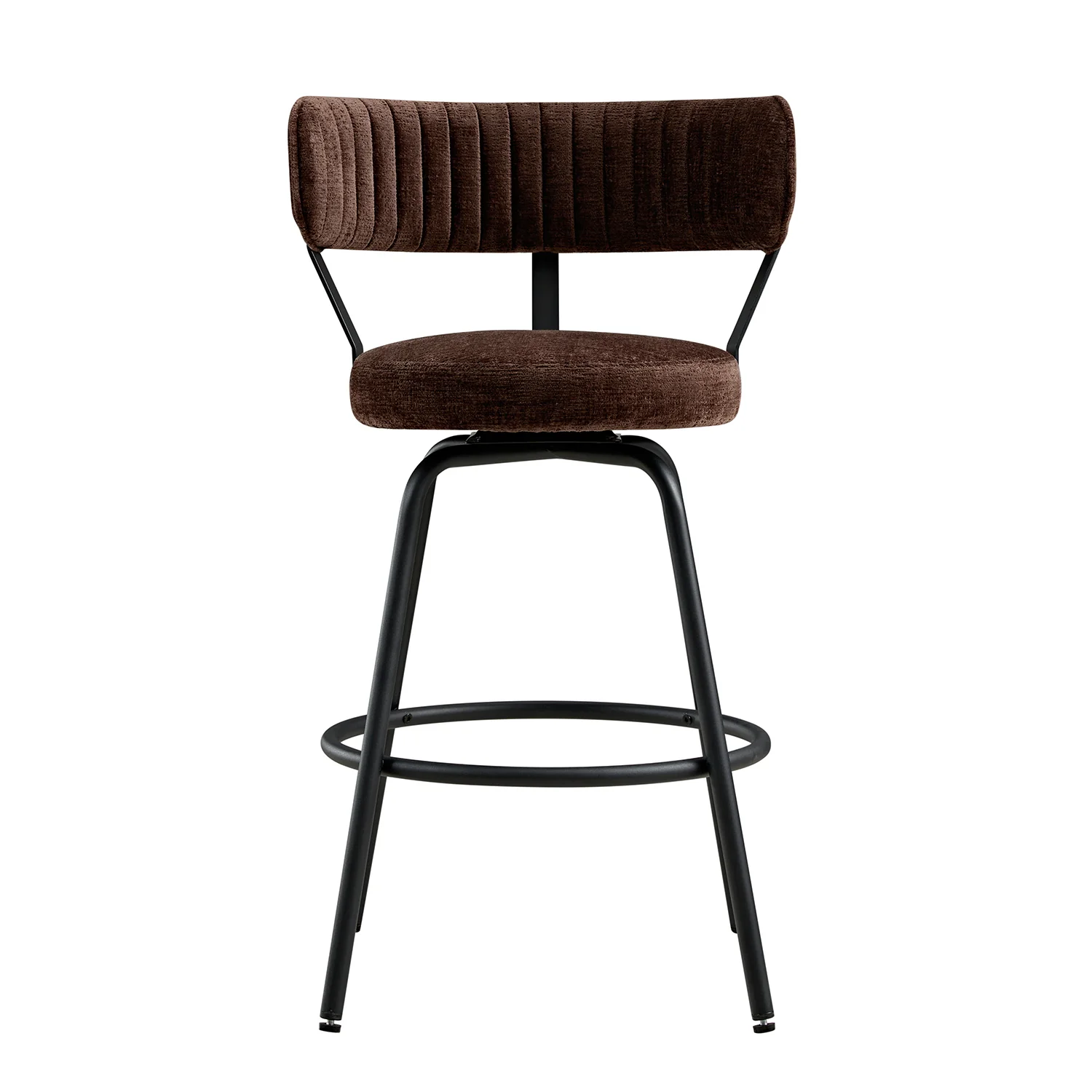 Lotte Set of 2 Swivel Counter Stools, Dark Mocha Chenille - Image 9