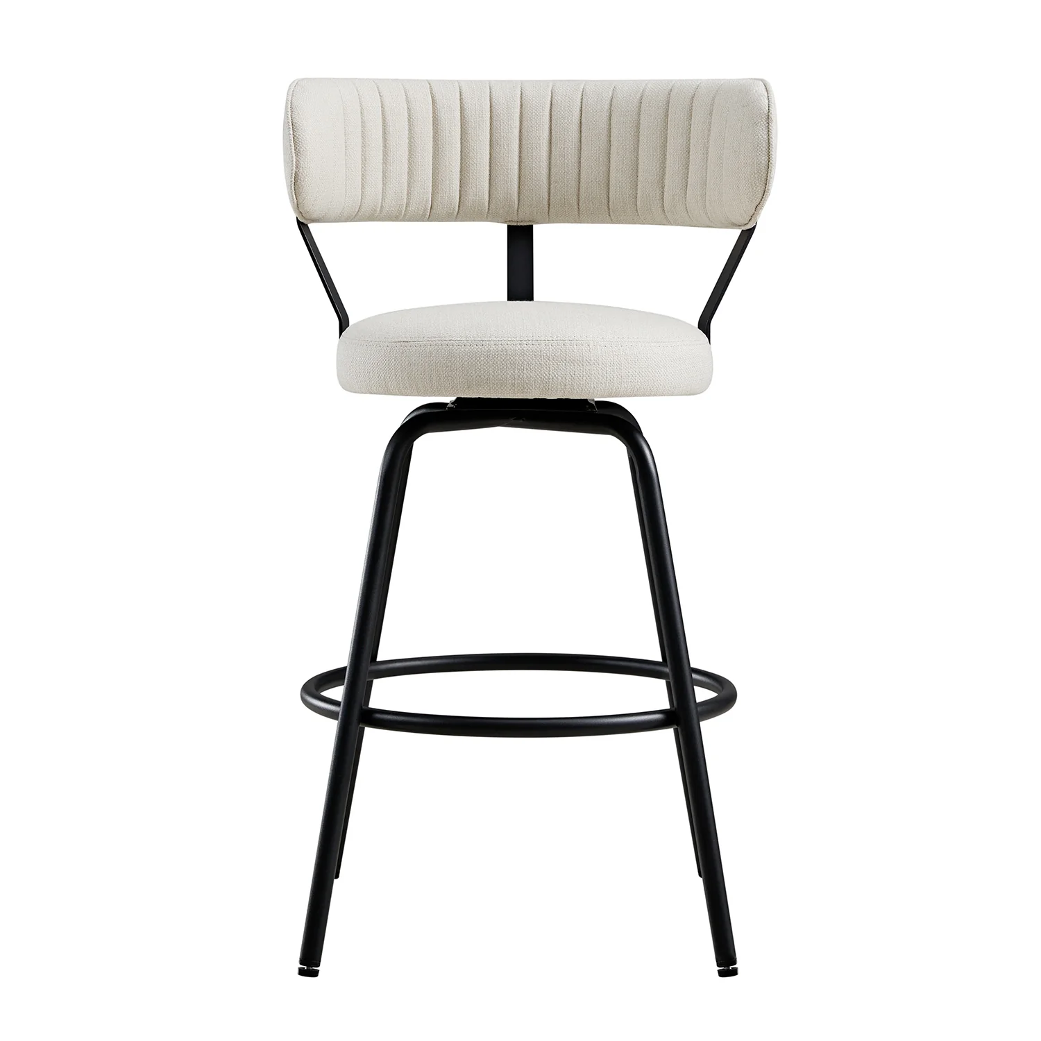Lotte Set of 2 Swivel Counter Stools, Ivory Weave - Image 4