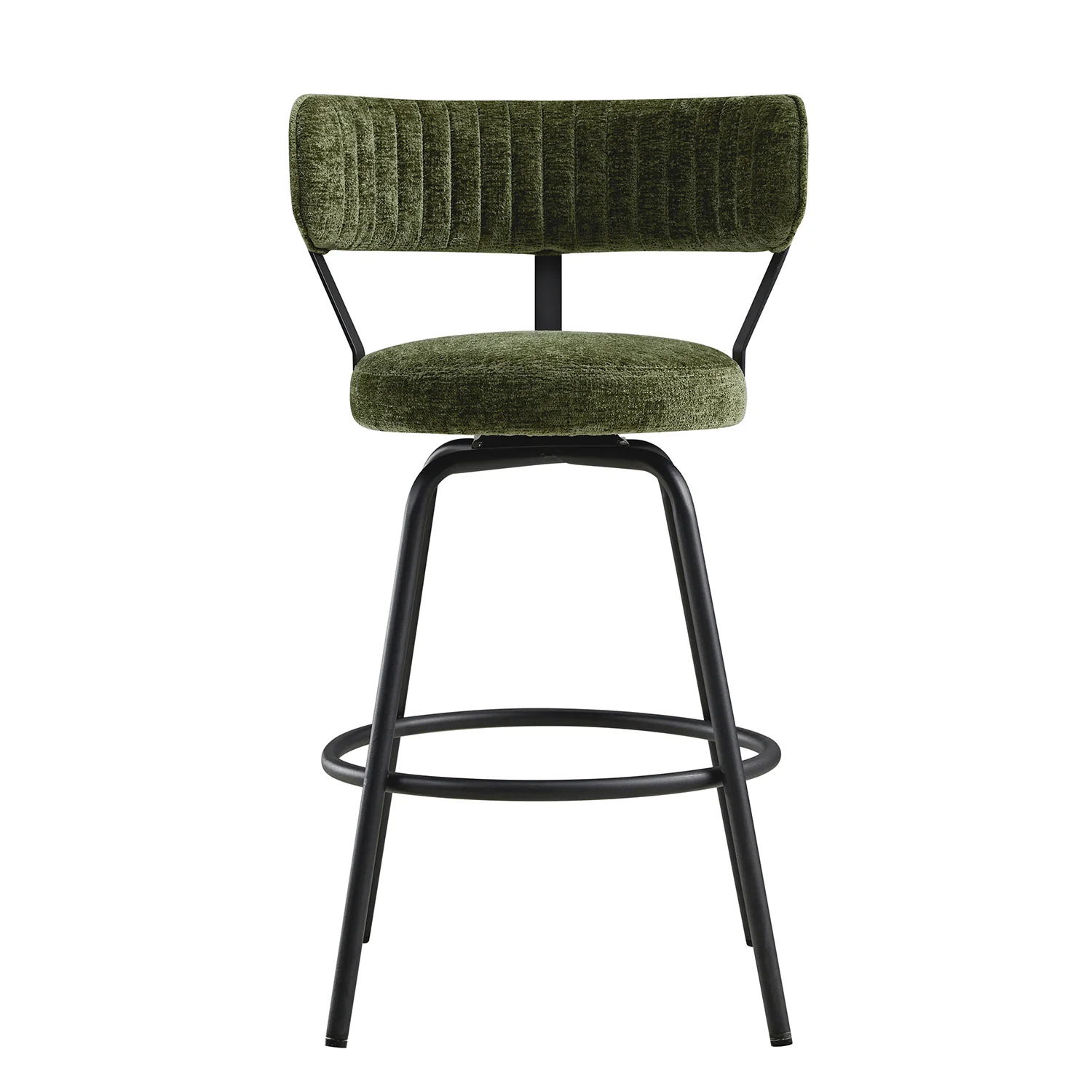 Lotte Set of 2 Swivel Counter Stools, Moss Green Chenille - Image 11