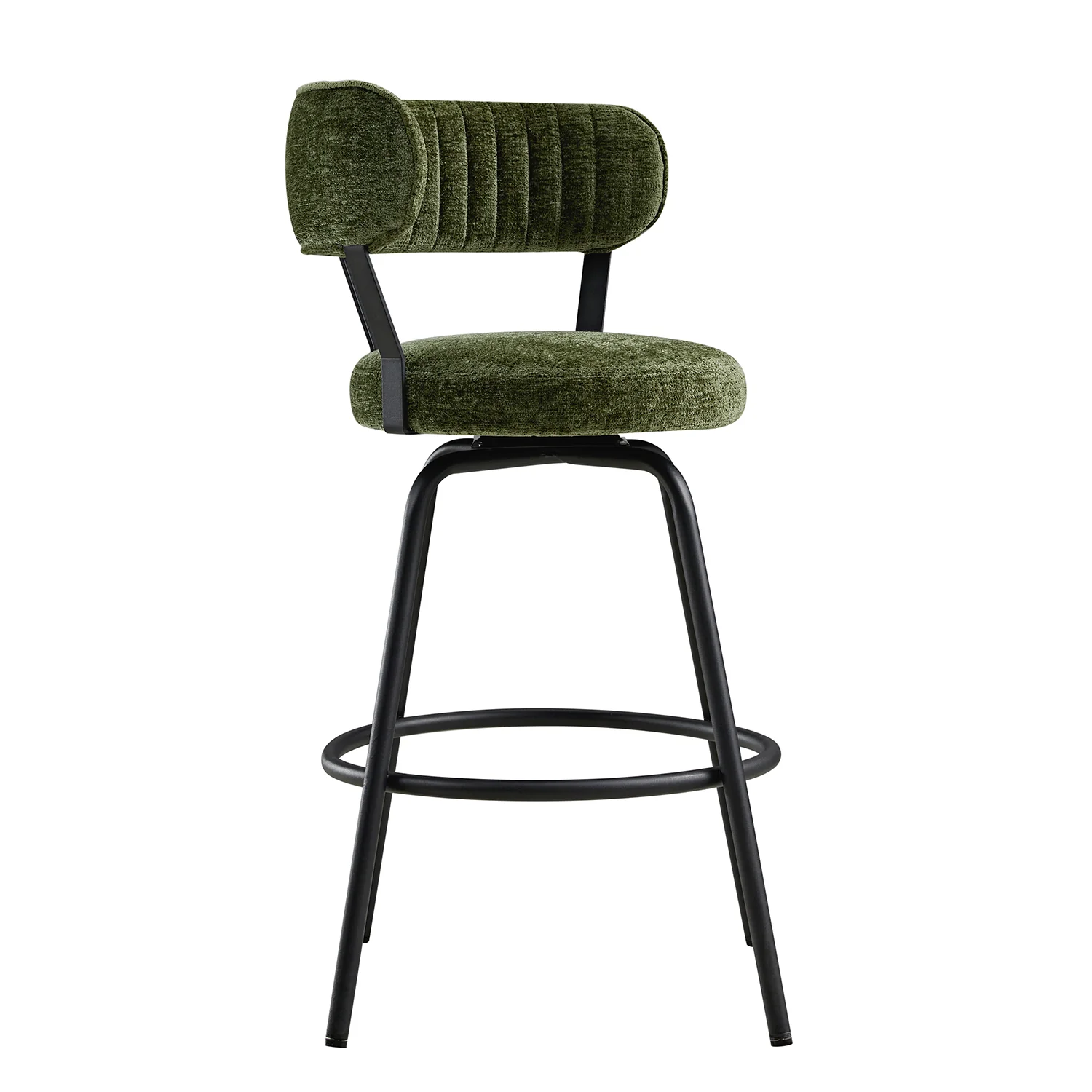 Lotte Set of 2 Swivel Counter Stools, Moss Green Chenille - Image 12