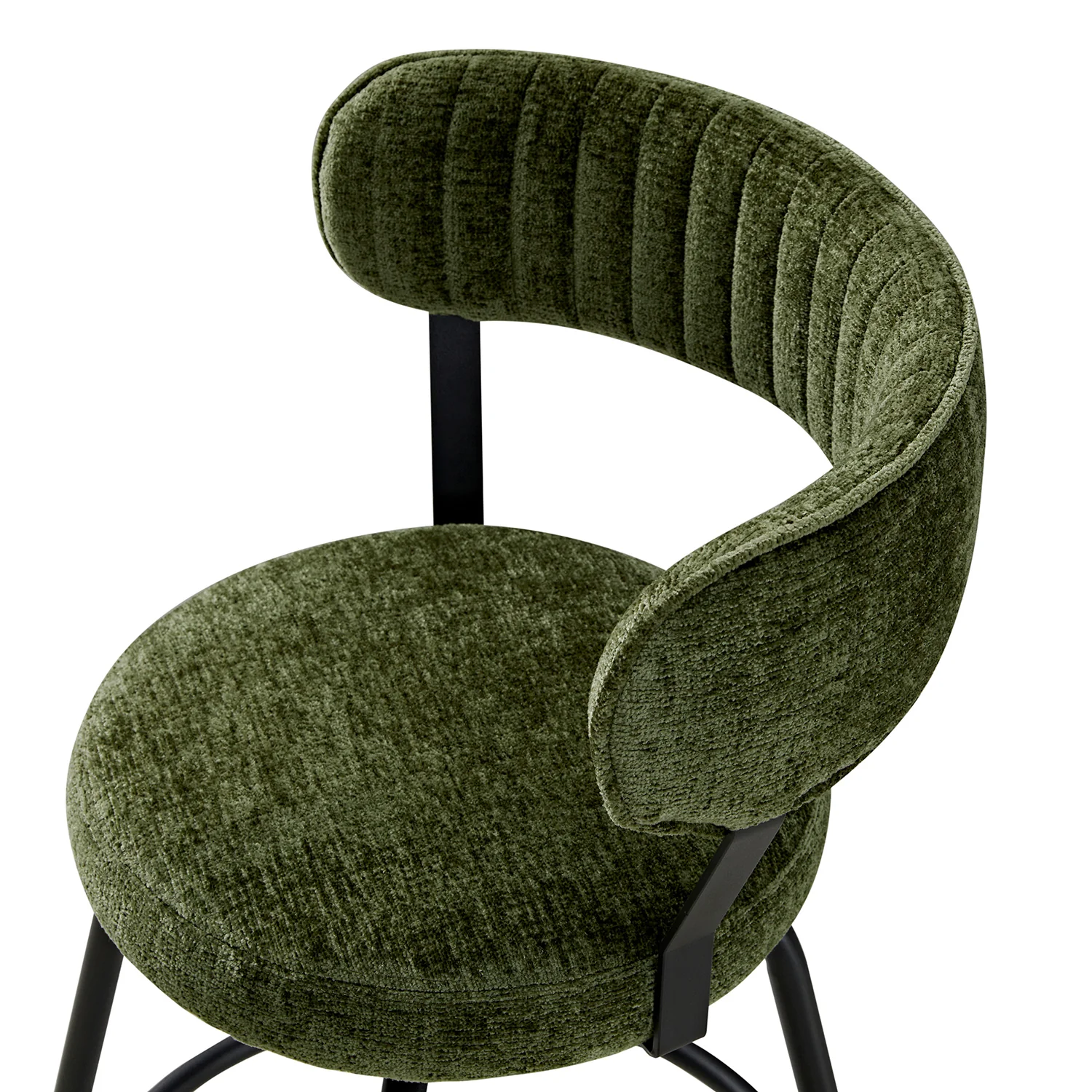 Lotte Set of 2 Swivel Counter Stools, Moss Green Chenille - Image 13