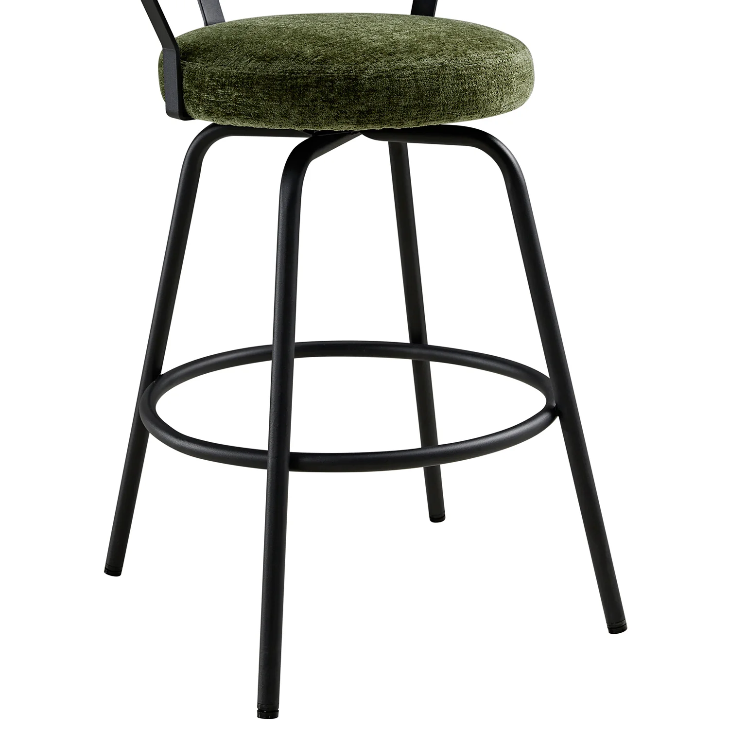 Lotte Set of 2 Swivel Counter Stools, Moss Green Chenille - Image 15