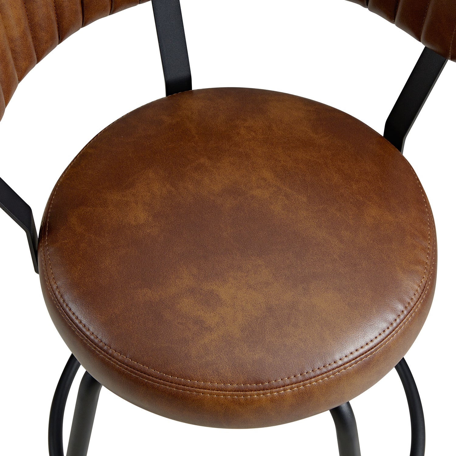 Lotte Set of 2 Swivel Counter Stools, Tan Faux Leather - Image 8