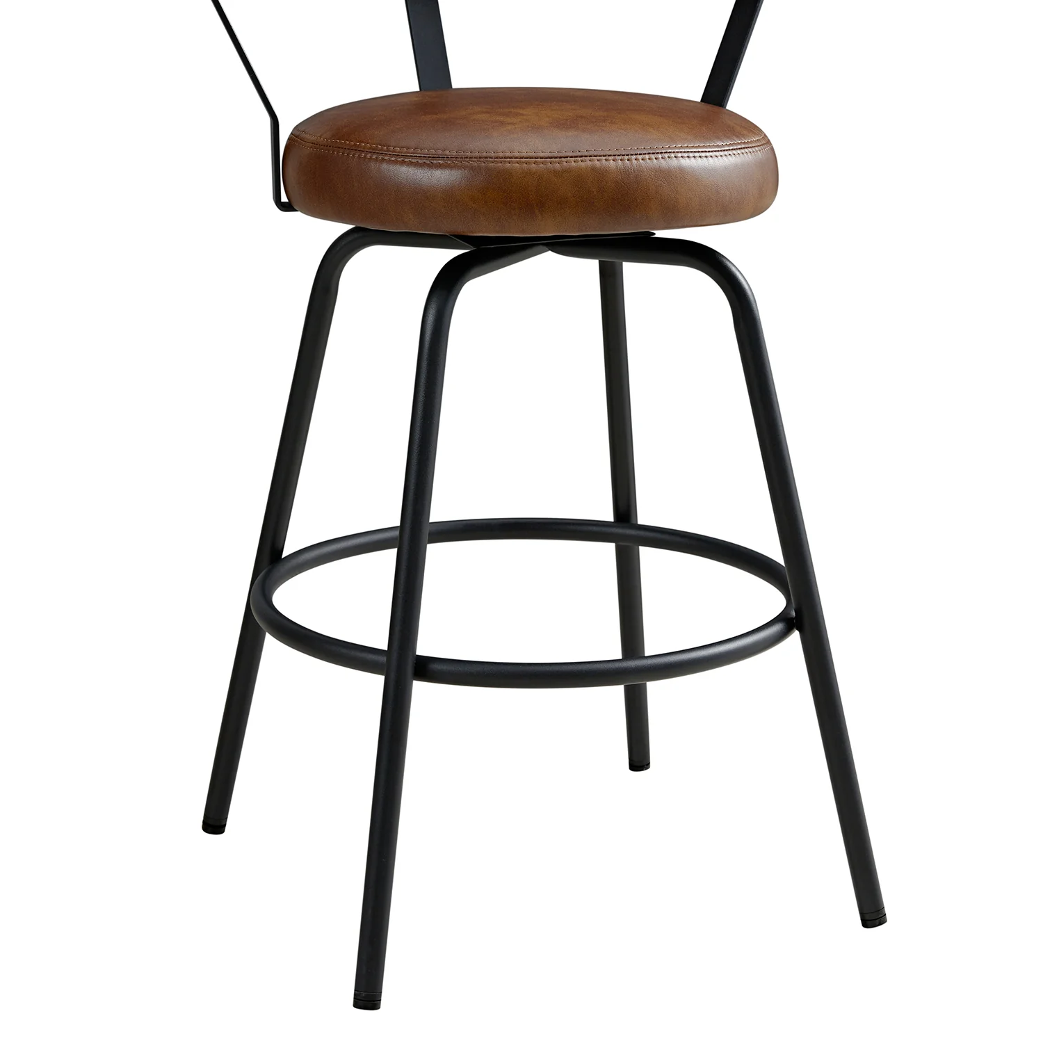 Lotte Set of 2 Swivel Counter Stools, Tan Faux Leather - Image 9