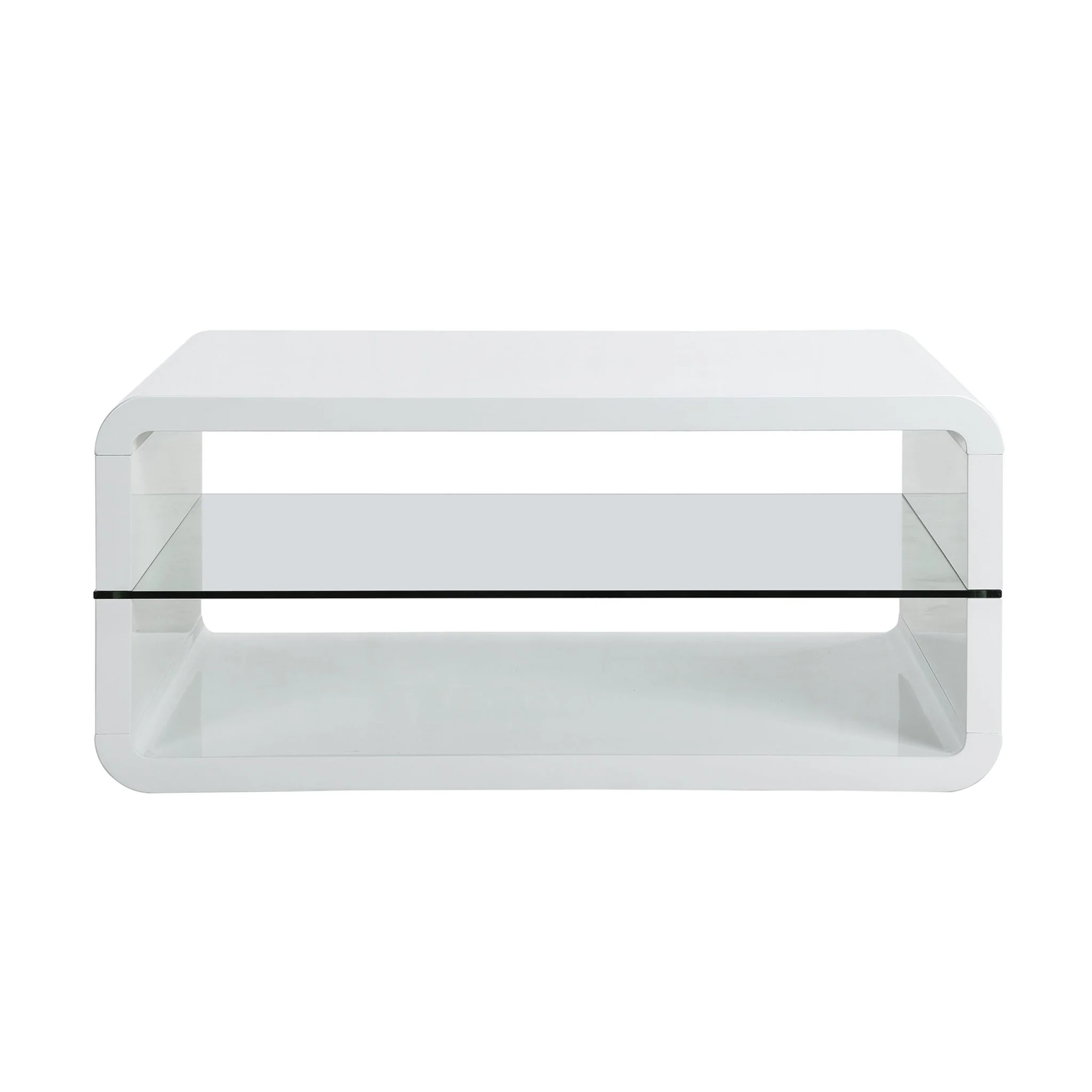 Lucent White High Gloss and Glass Shelf Coffee Table - Image 4
