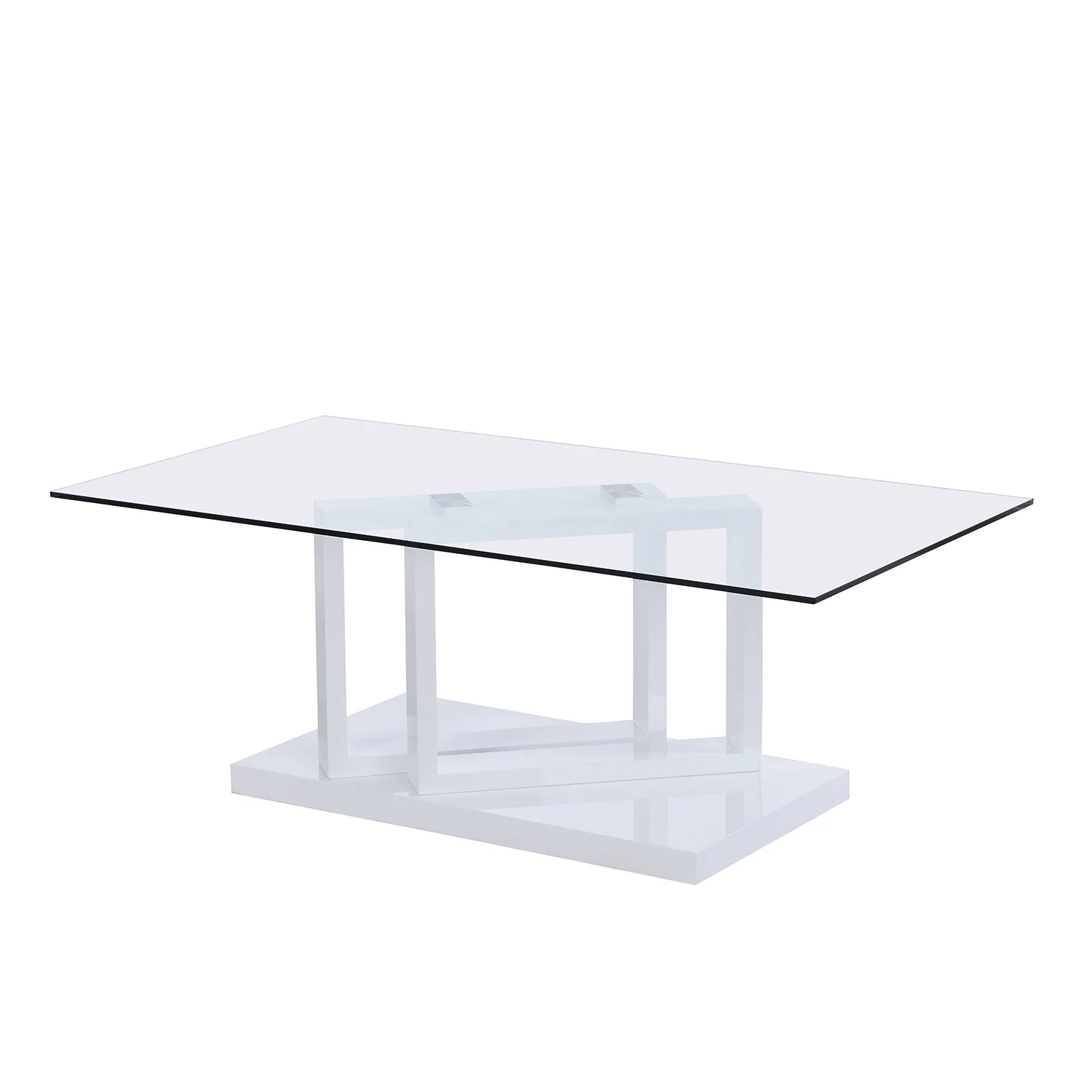 Lucent White High Gloss and Glass Top Coffee Table - Image 4