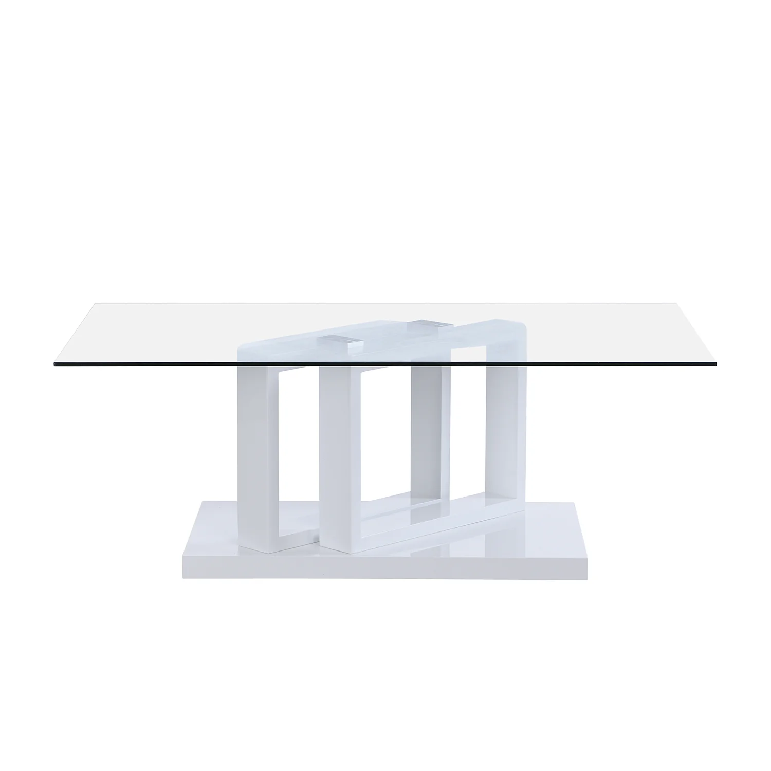 Lucent White High Gloss and Glass Top Coffee Table - Image 6
