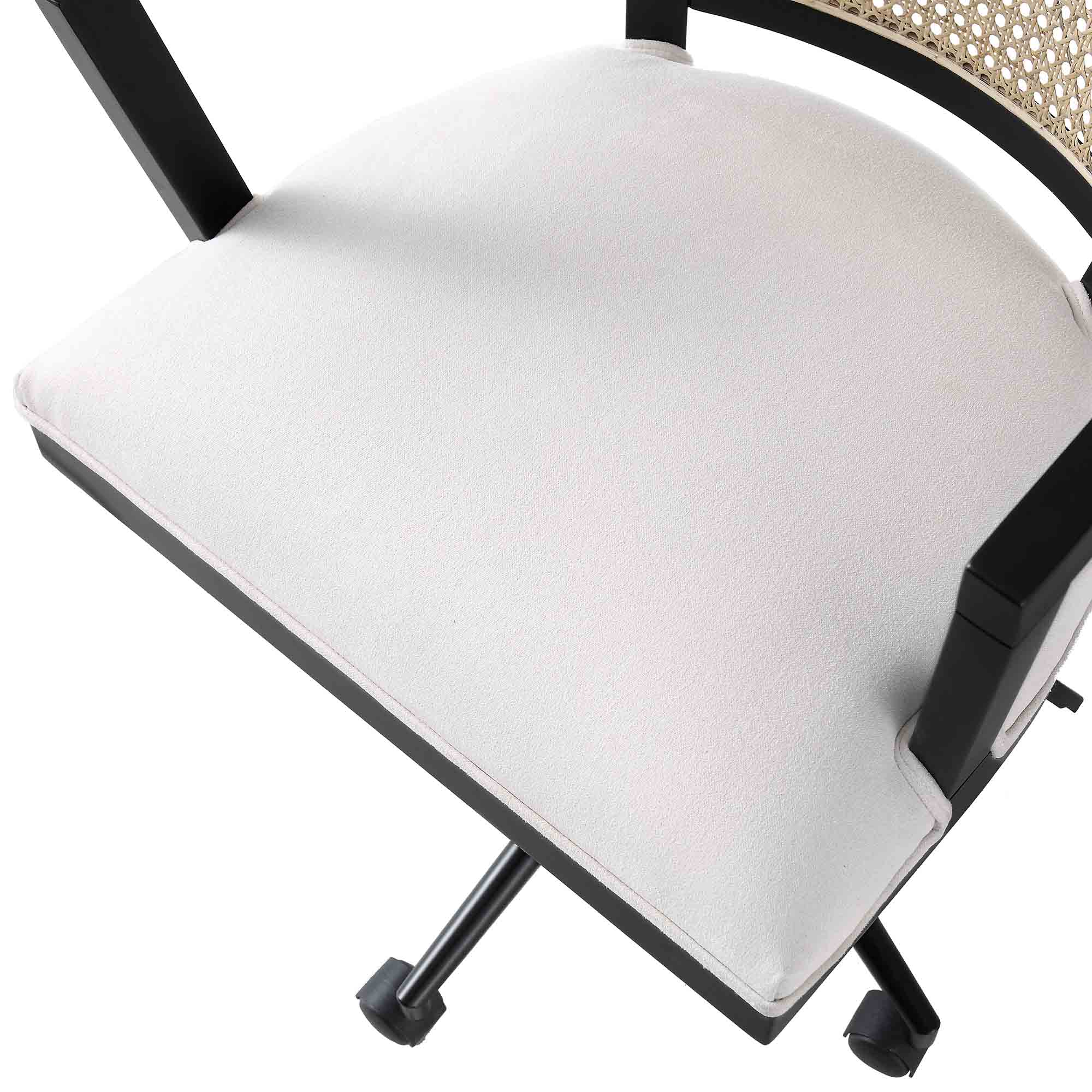 Lucia Natural Cane Swivel Desk Chair, Black - Image 11
