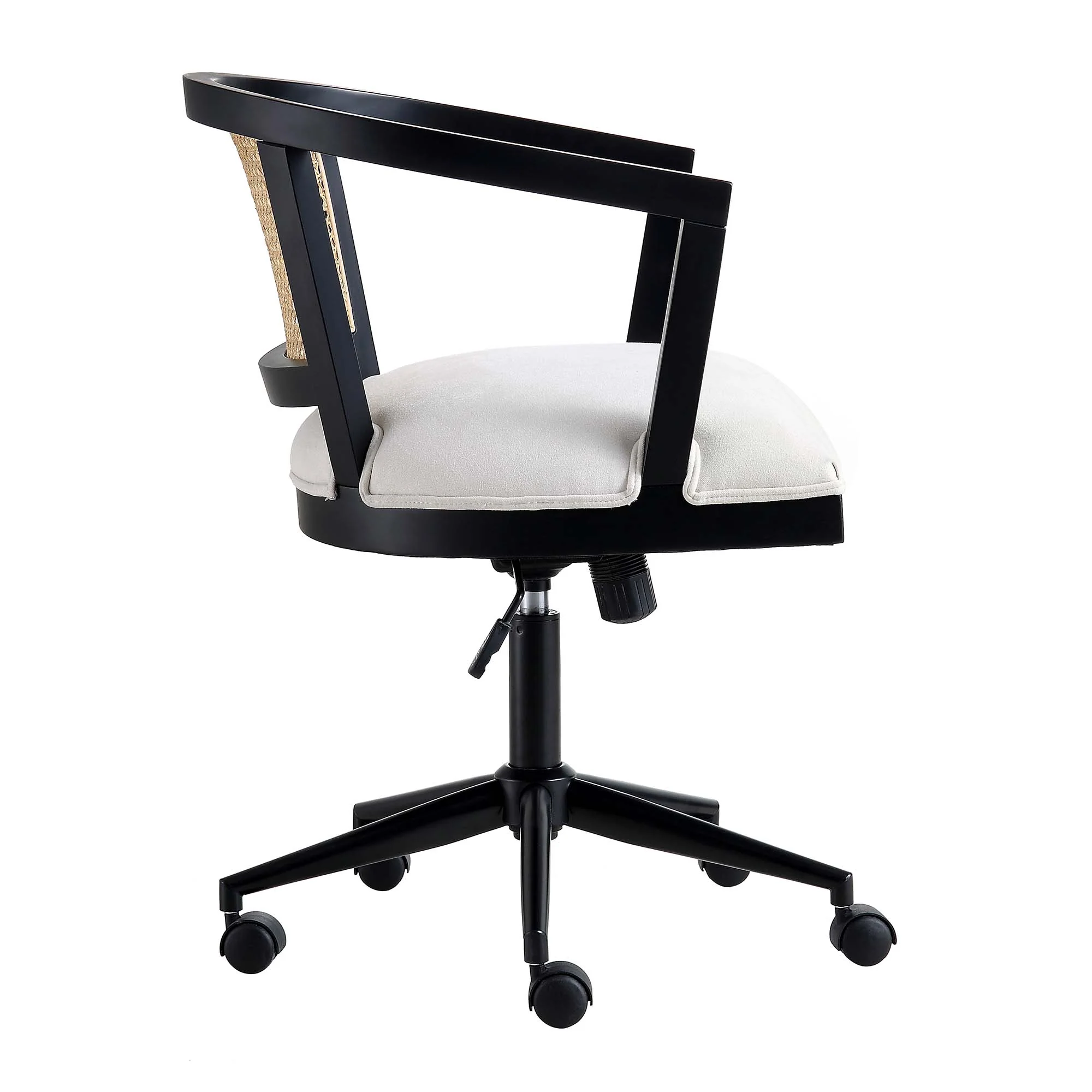 Lucia Natural Cane Swivel Desk Chair, Black - Image 6