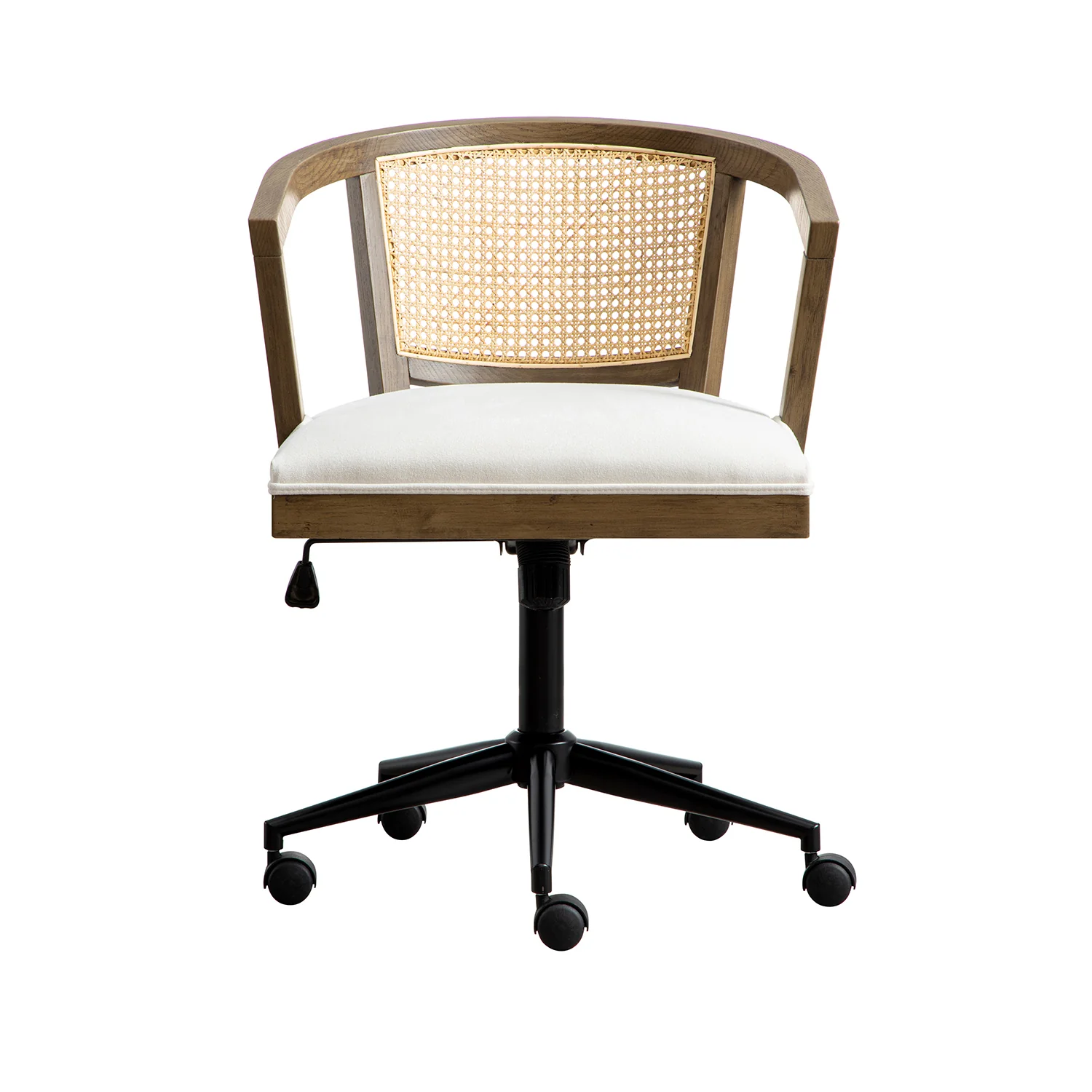 Lucia Natural Cane Swivel Desk Chair, Silver Oak - Image 2