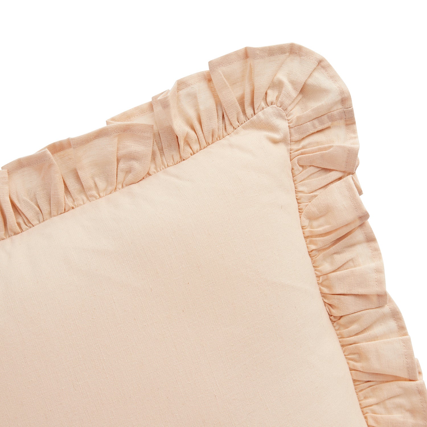 Lucinda Peach Melba Ruffle Linen Blend Cushion - Image 3