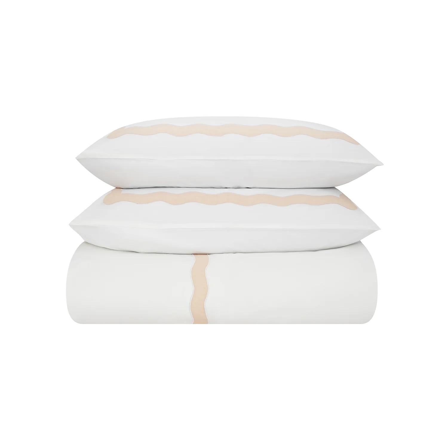 Lucinda Peach Melba Wave 300 Thread Count Cotton Percale Duvet Set - Image 2