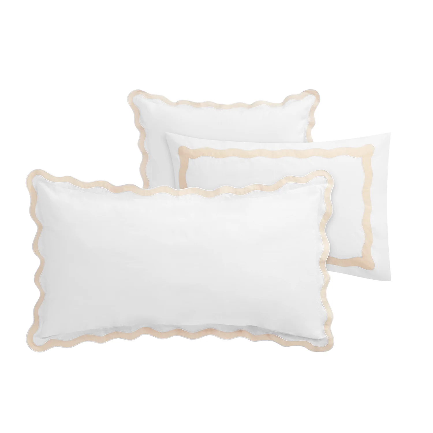 Lucinda Peach Melba Wave 300 Thread Count Cotton Percale King Size Pillowcases - Pair - Image 3