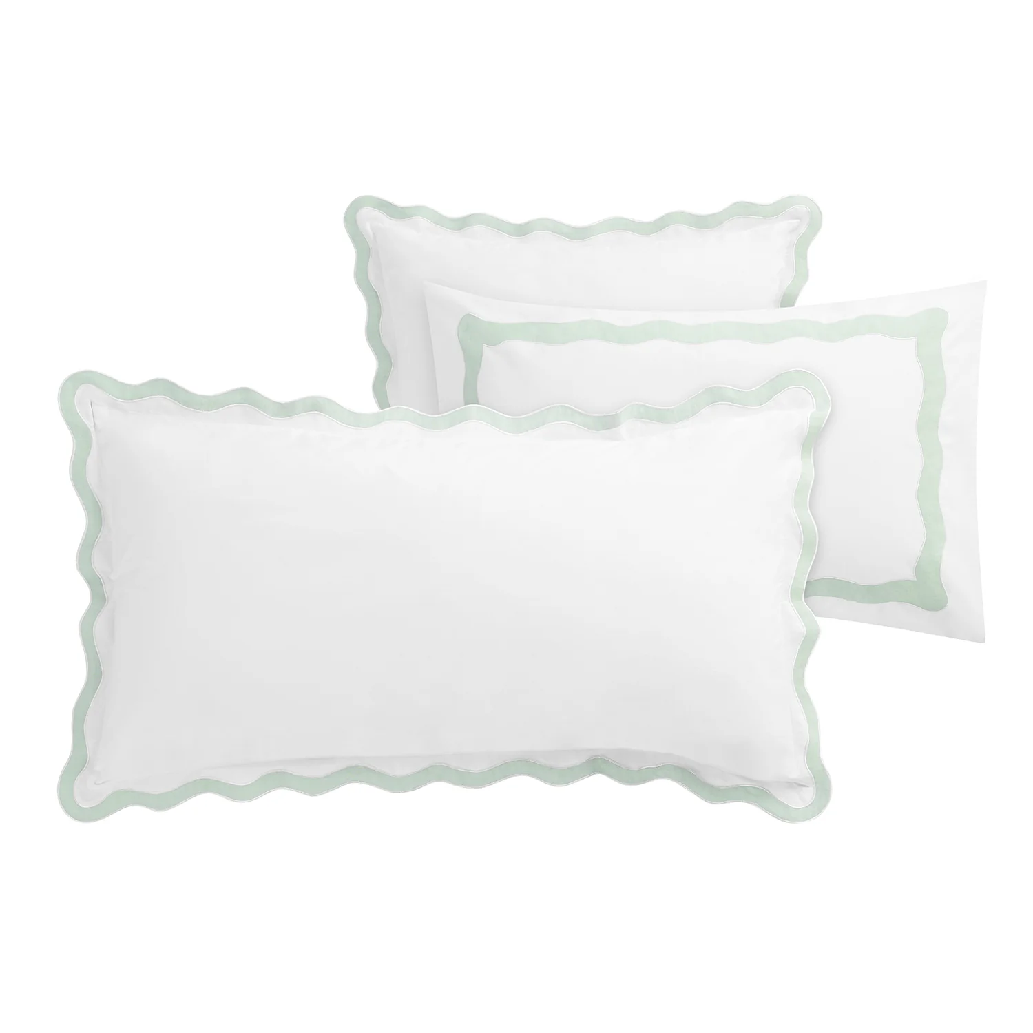 Lucinda Seafoam Green Wave 300 Thread Count Cotton Percale Continental Square Pillowcases - Pair - Image 3