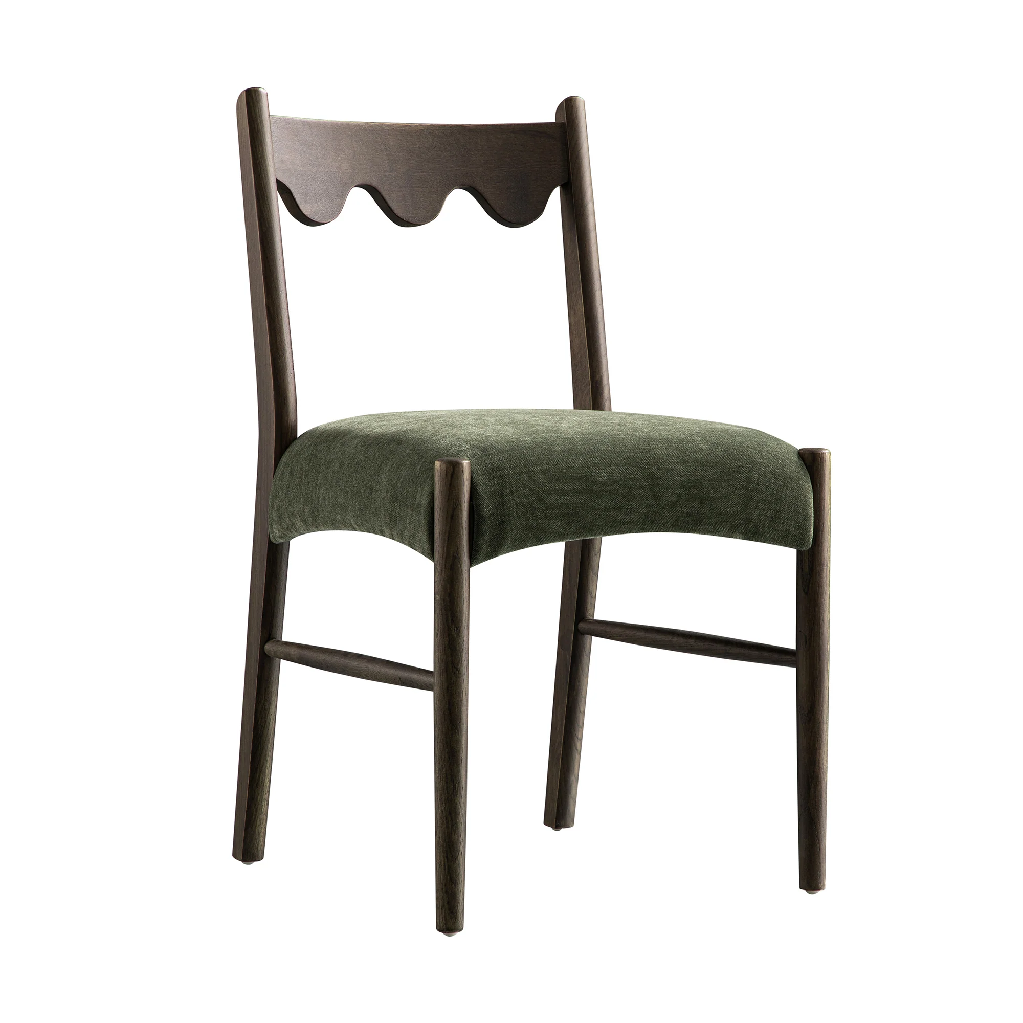 Ludlow Set of 2 Dining Chairs, Forest Green Chenille | Dark Walnut - Image 11