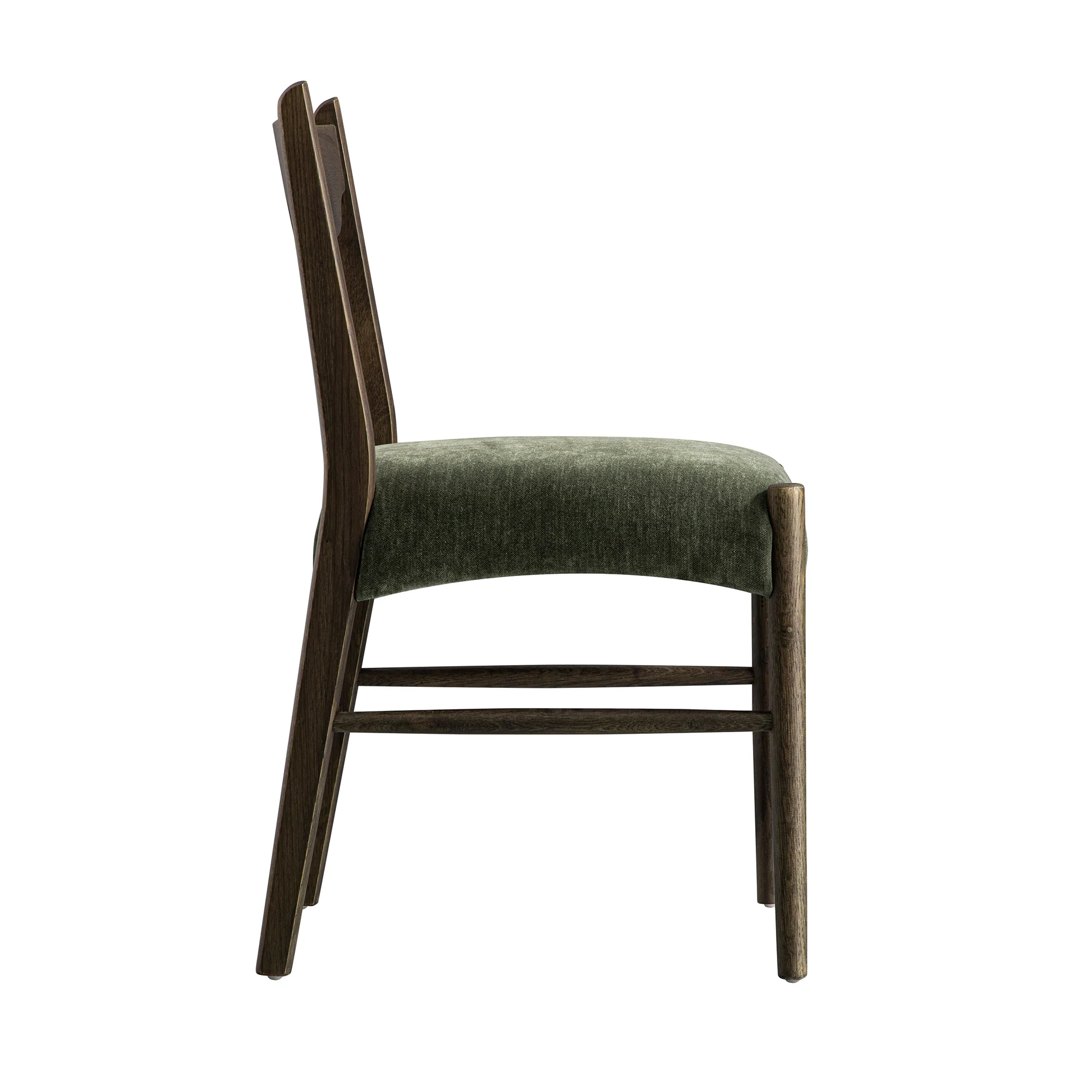 Ludlow Set of 2 Dining Chairs, Forest Green Chenille | Dark Walnut - Image 12