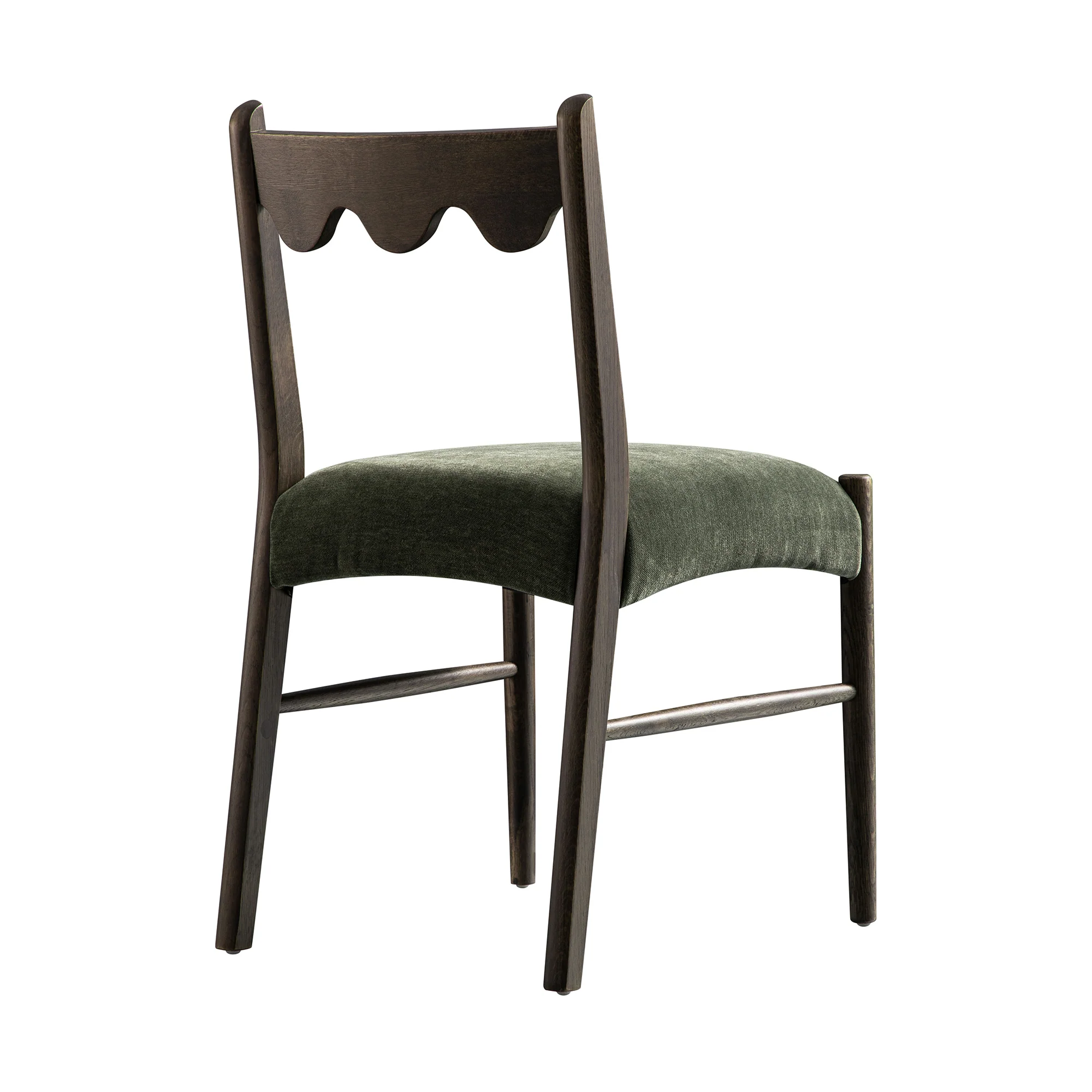 Ludlow Set of 2 Dining Chairs, Forest Green Chenille | Dark Walnut - Image 13