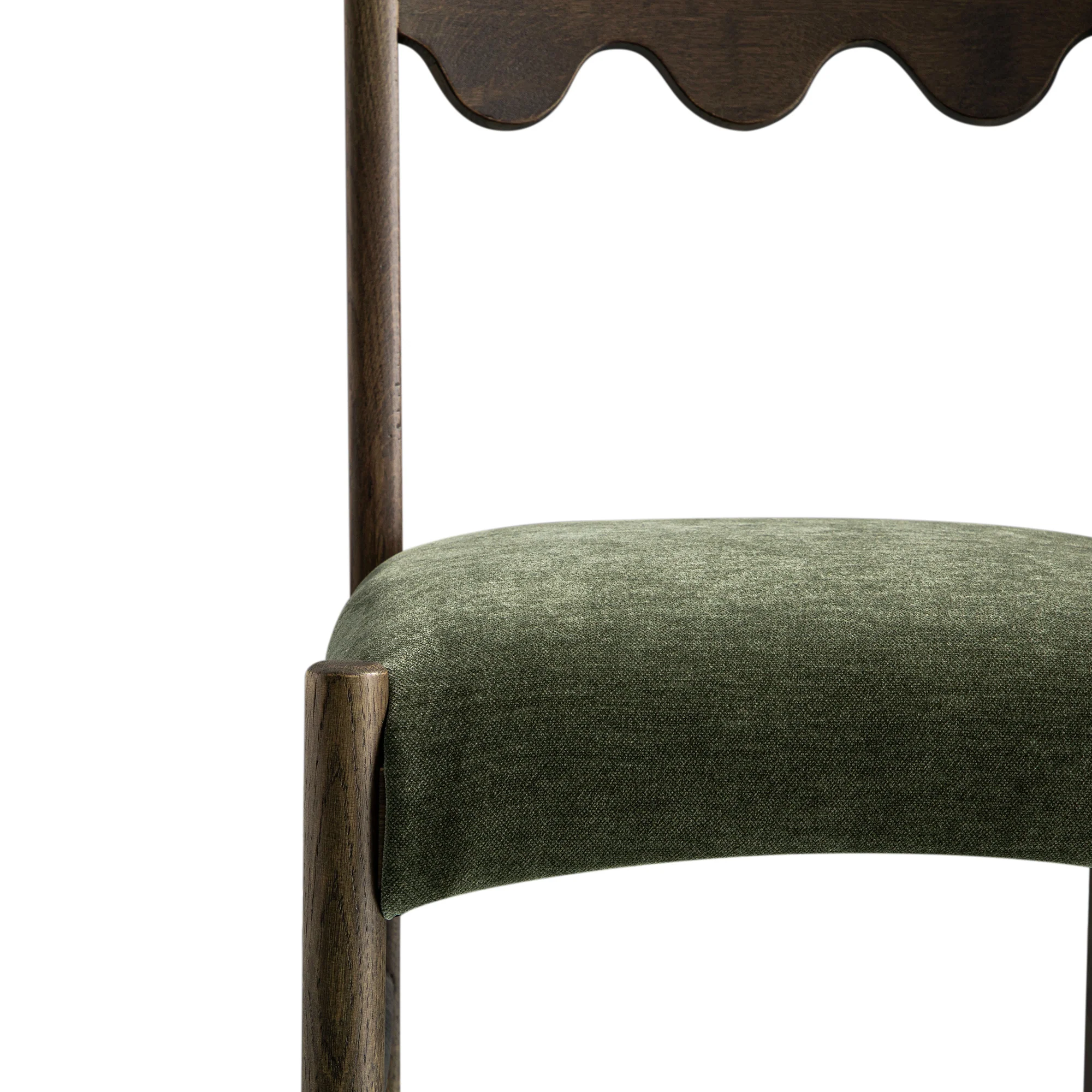 Ludlow Set of 2 Dining Chairs, Forest Green Chenille | Dark Walnut - Image 16