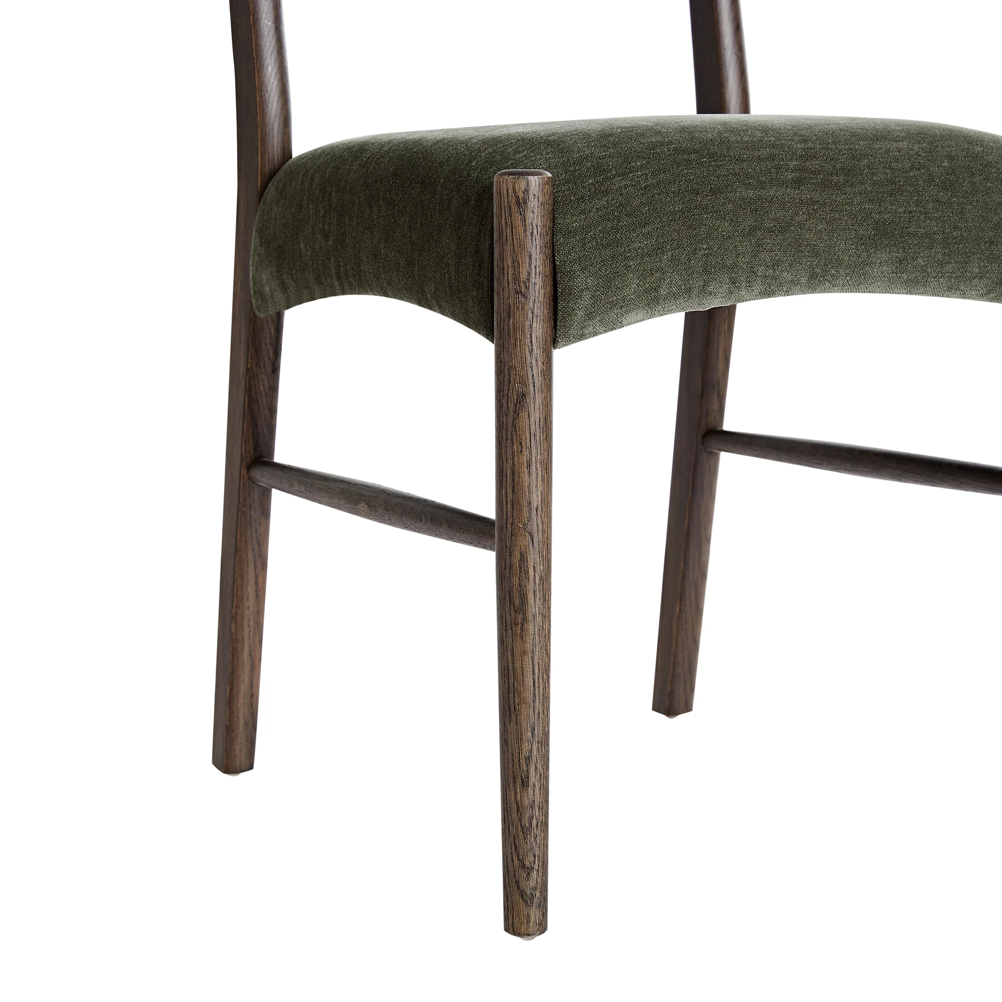 Ludlow Set of 2 Dining Chairs, Forest Green Chenille | Dark Walnut - Image 18