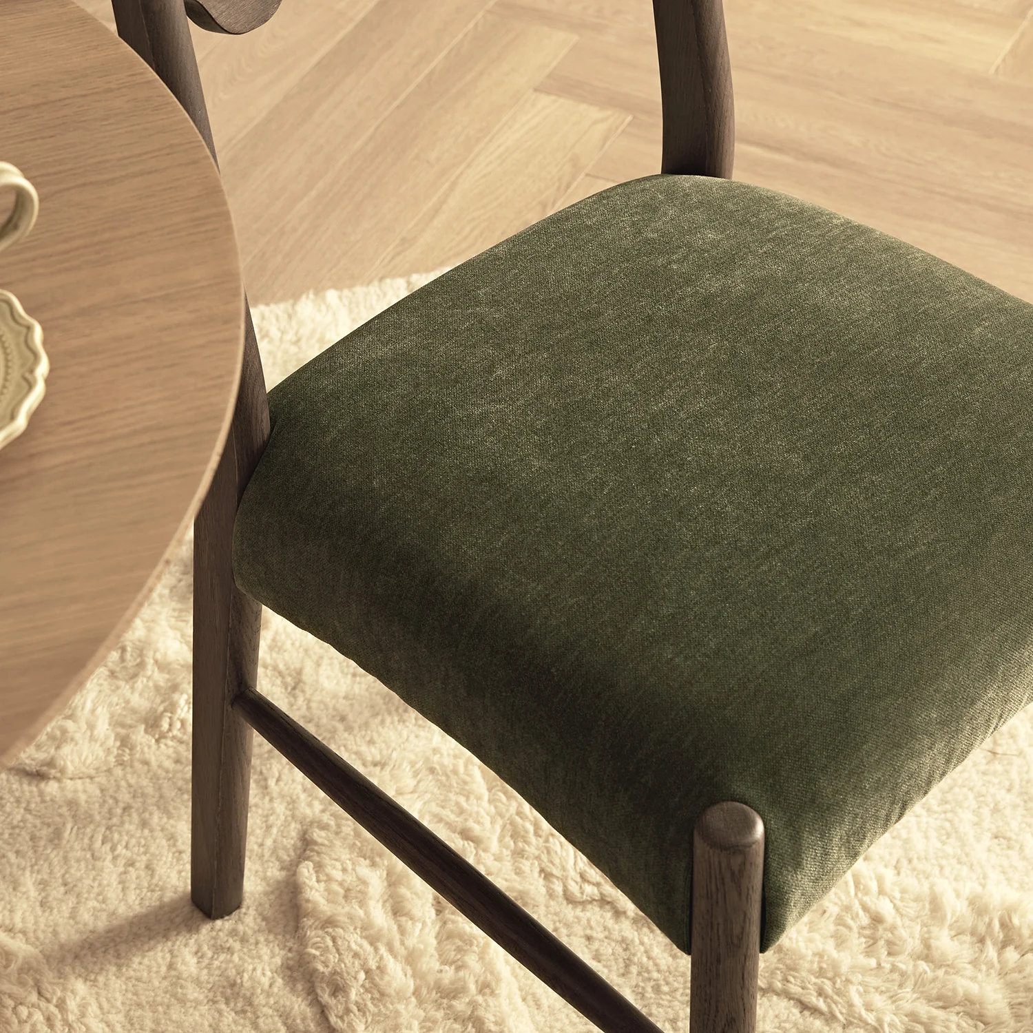 Ludlow Set of 2 Dining Chairs, Forest Green Chenille | Dark Walnut - Image 6