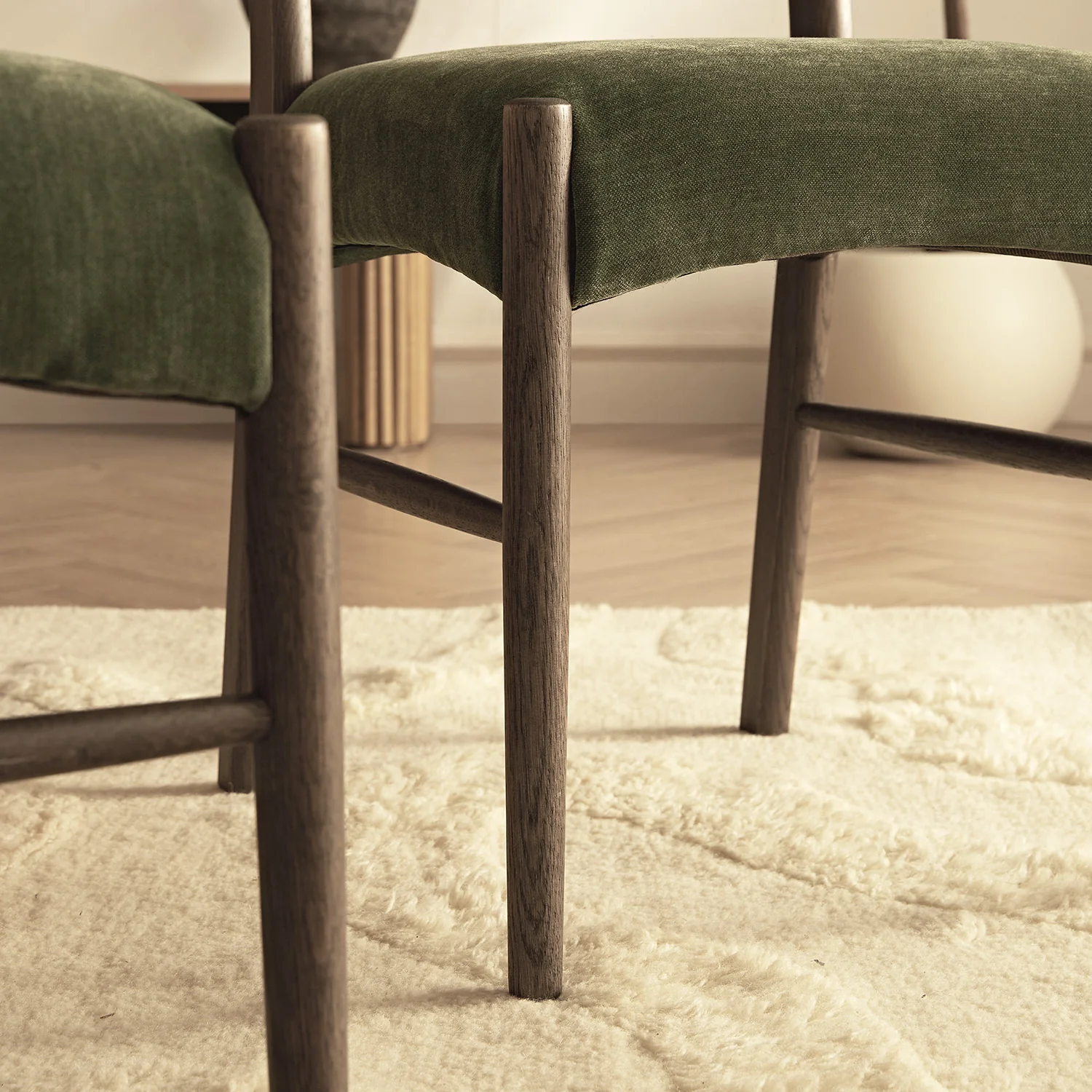 Ludlow Set of 2 Dining Chairs, Forest Green Chenille | Dark Walnut - Image 7