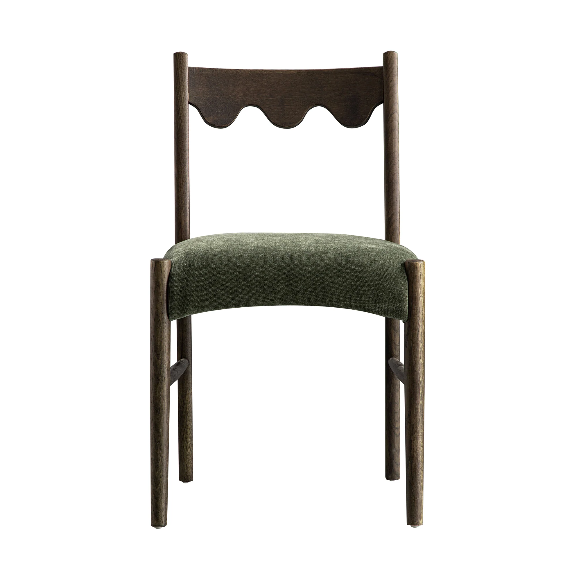 Ludlow Set of 2 Dining Chairs, Forest Green Chenille | Dark Walnut - Image 9