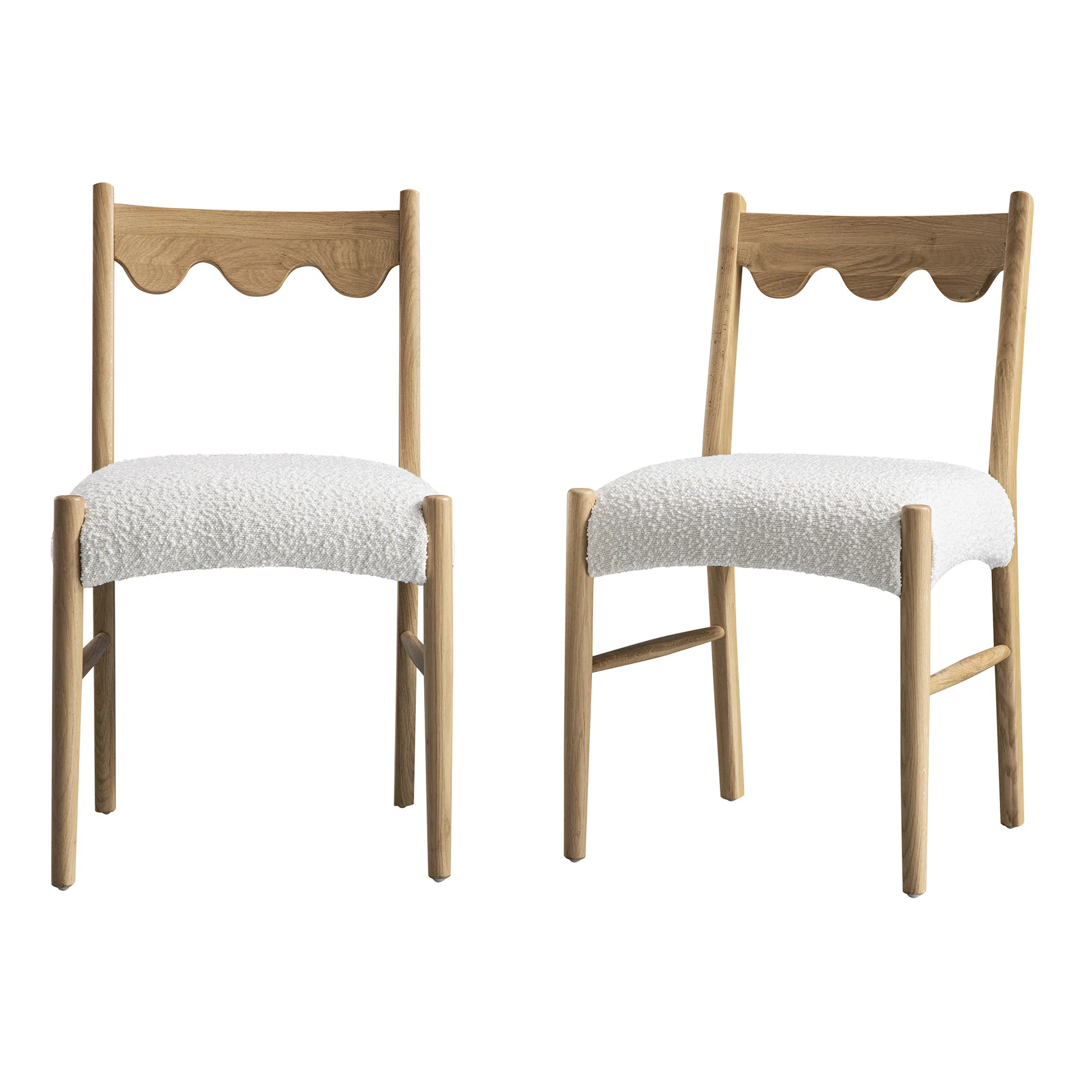 Ludlow Set of 2 Dining Chairs, Ecru Boucle | Natural Oak Frame - Image 7