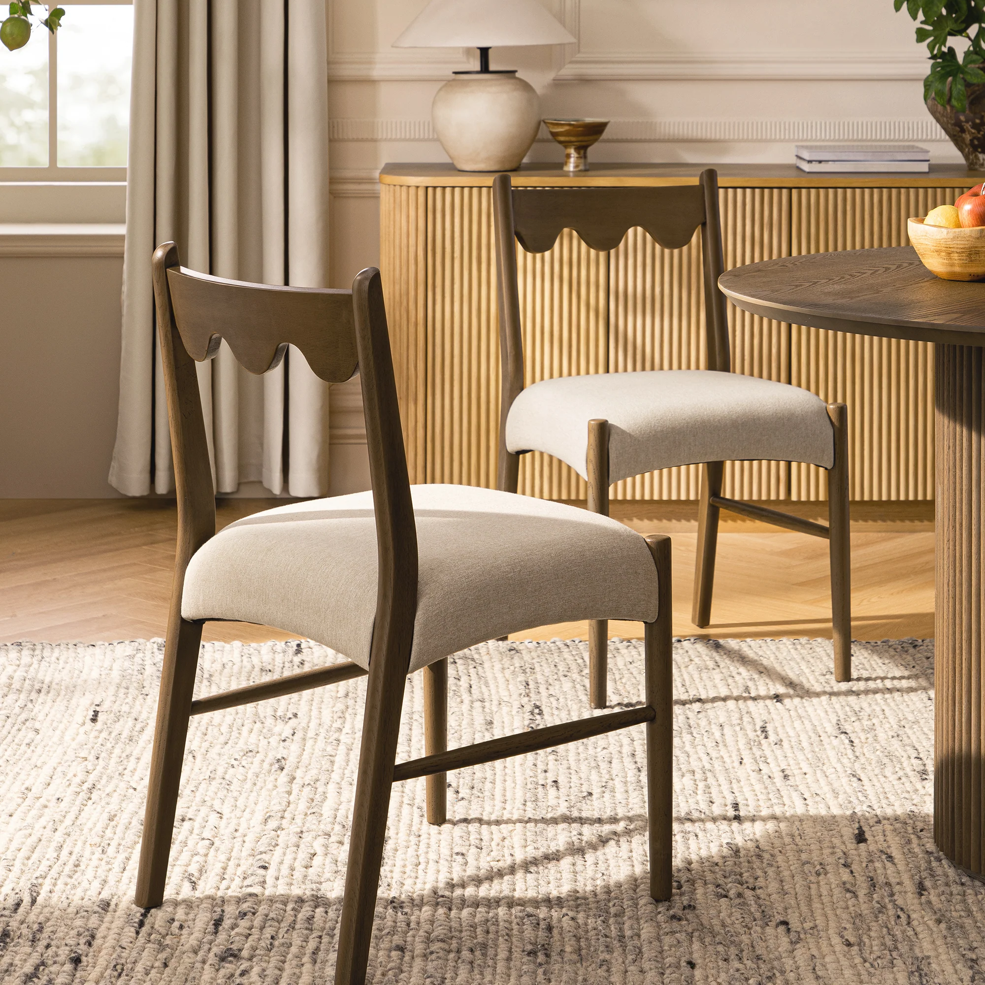 Ludlow Set of 2 Dining Chairs, Oatmeal Fabric | Silver Oak Frame - Image 3
