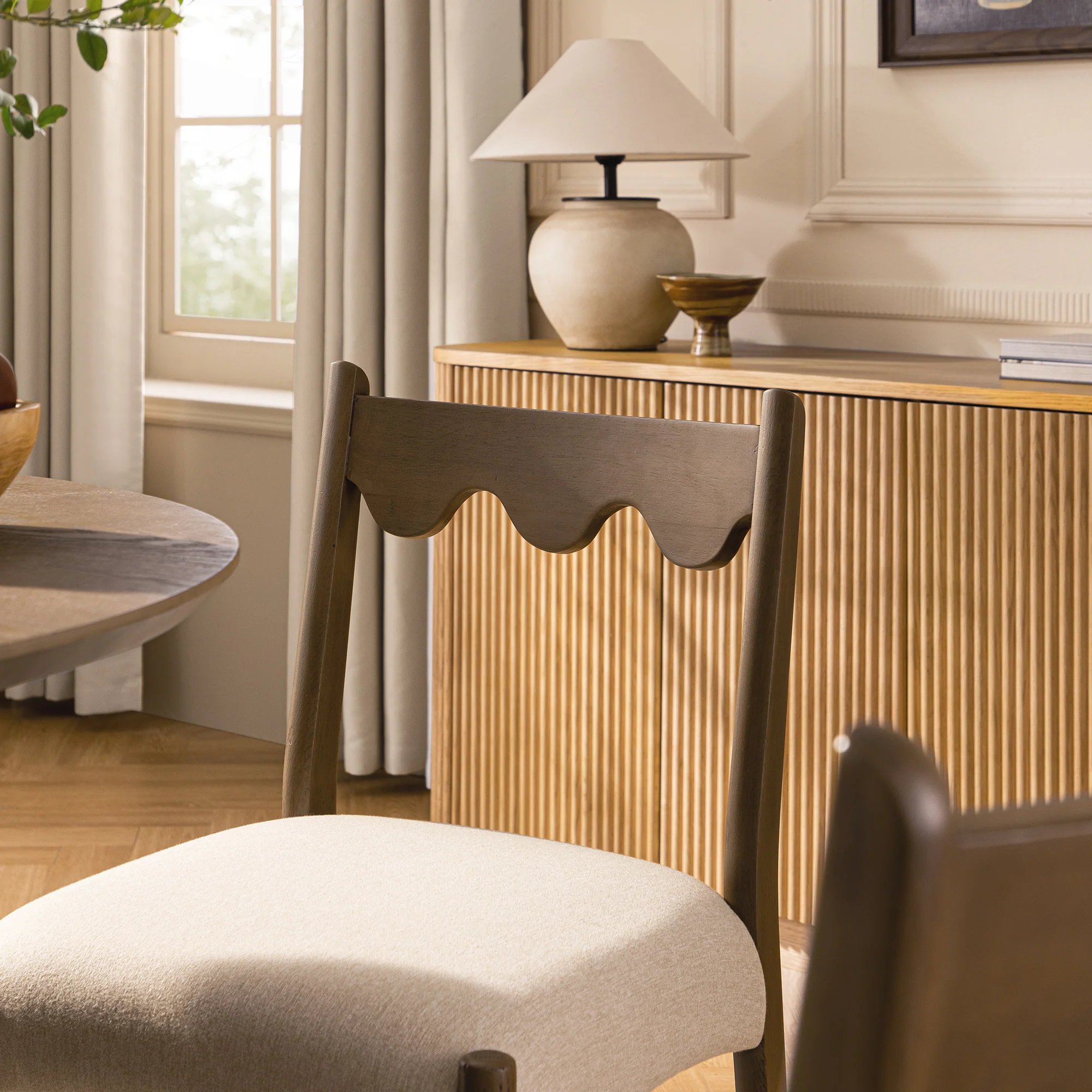 Ludlow Set of 2 Dining Chairs, Oatmeal Fabric | Silver Oak Frame - Image 4