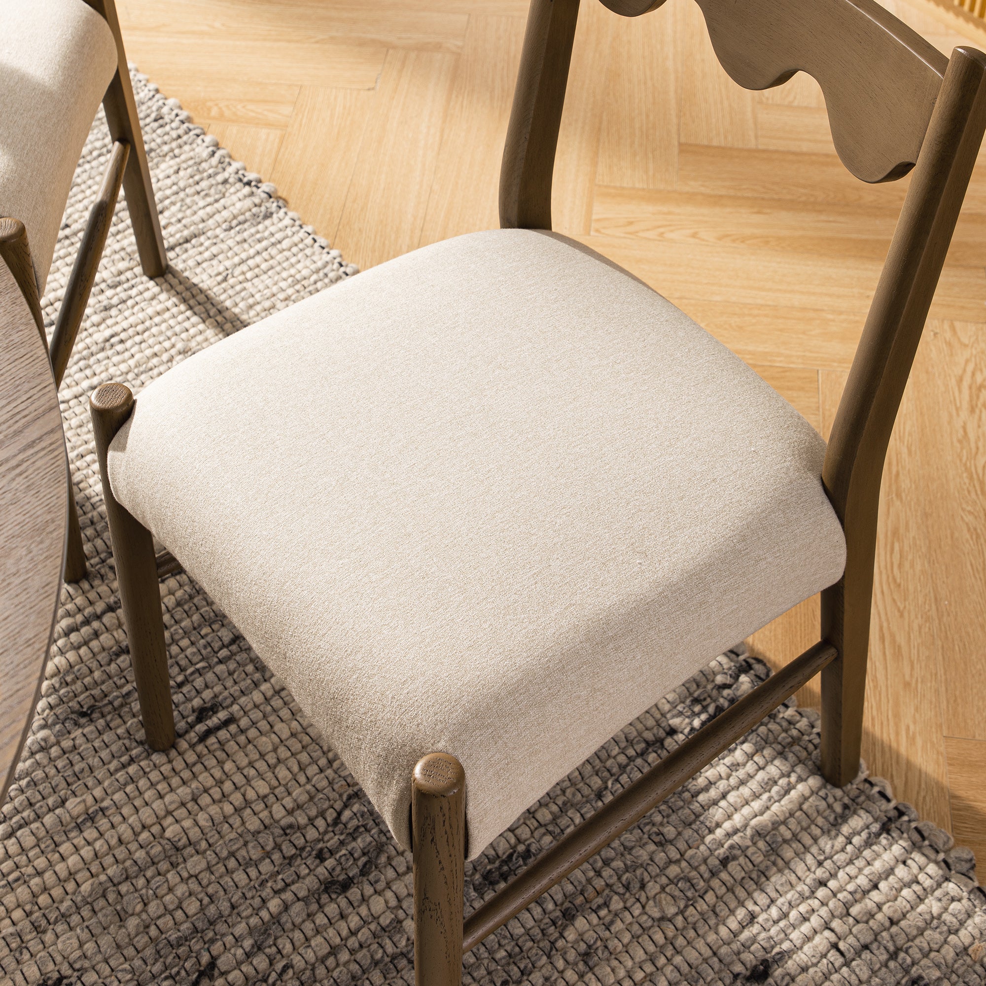 Ludlow Set of 2 Dining Chairs, Oatmeal Fabric | Silver Oak Frame - Image 5