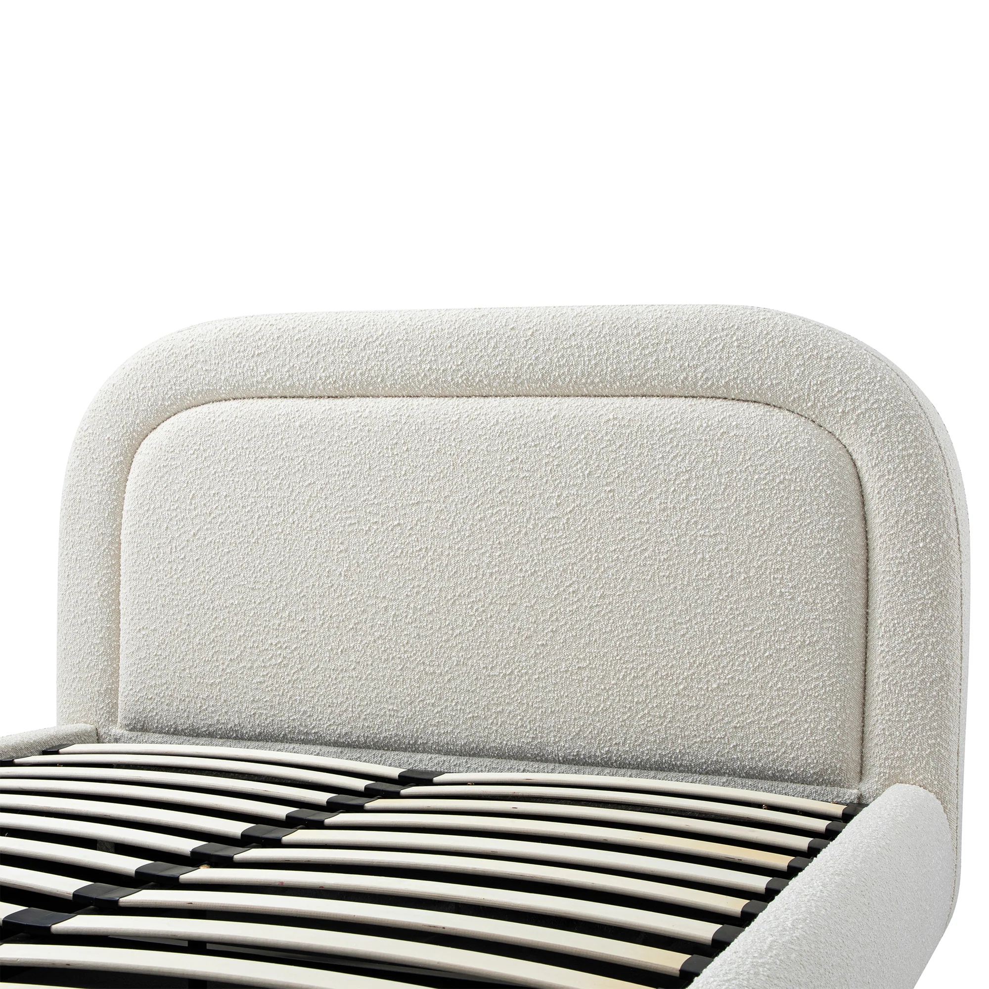 Luella Upholstered Wooden Plinth Base Storage Bed, Ecru Boucle - Image 14