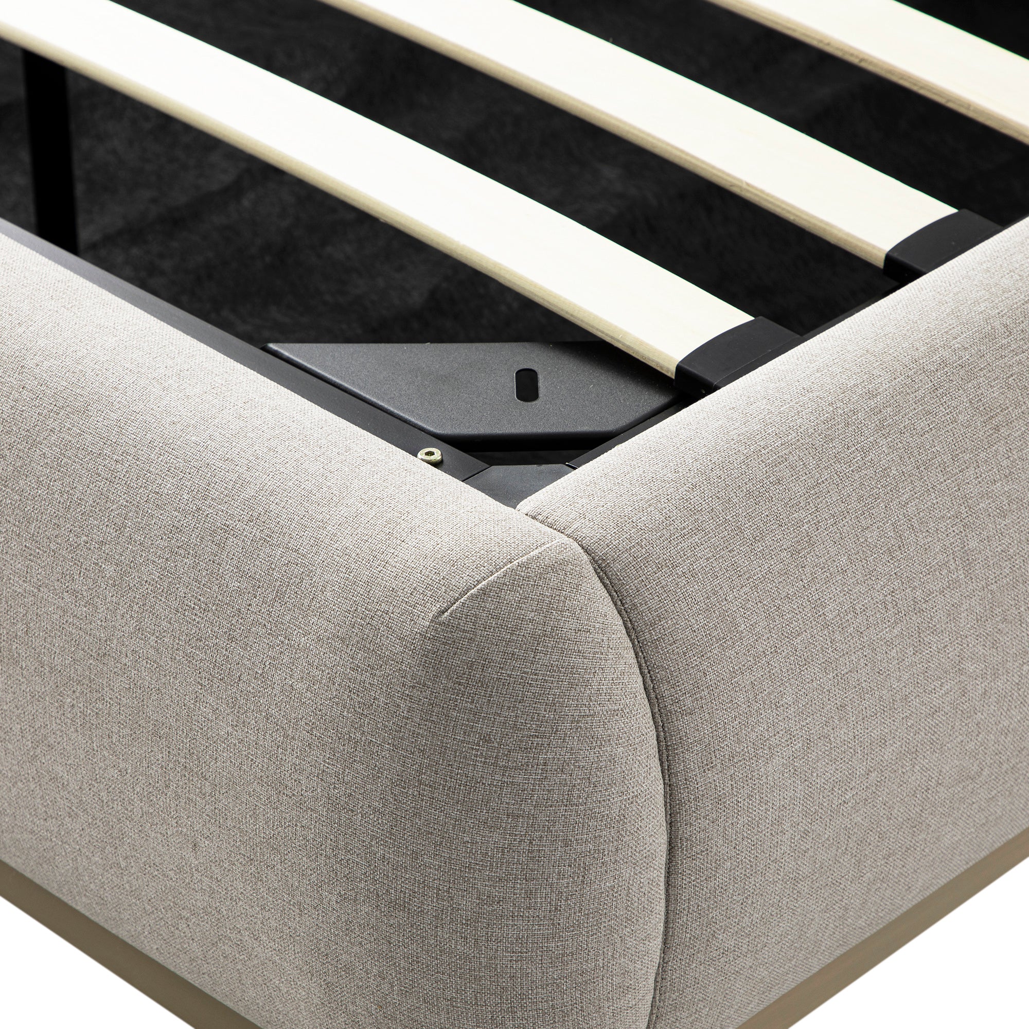 Luella Upholstered Wooden Plinth Base Storage Bed, Sand Fabric - Image 16
