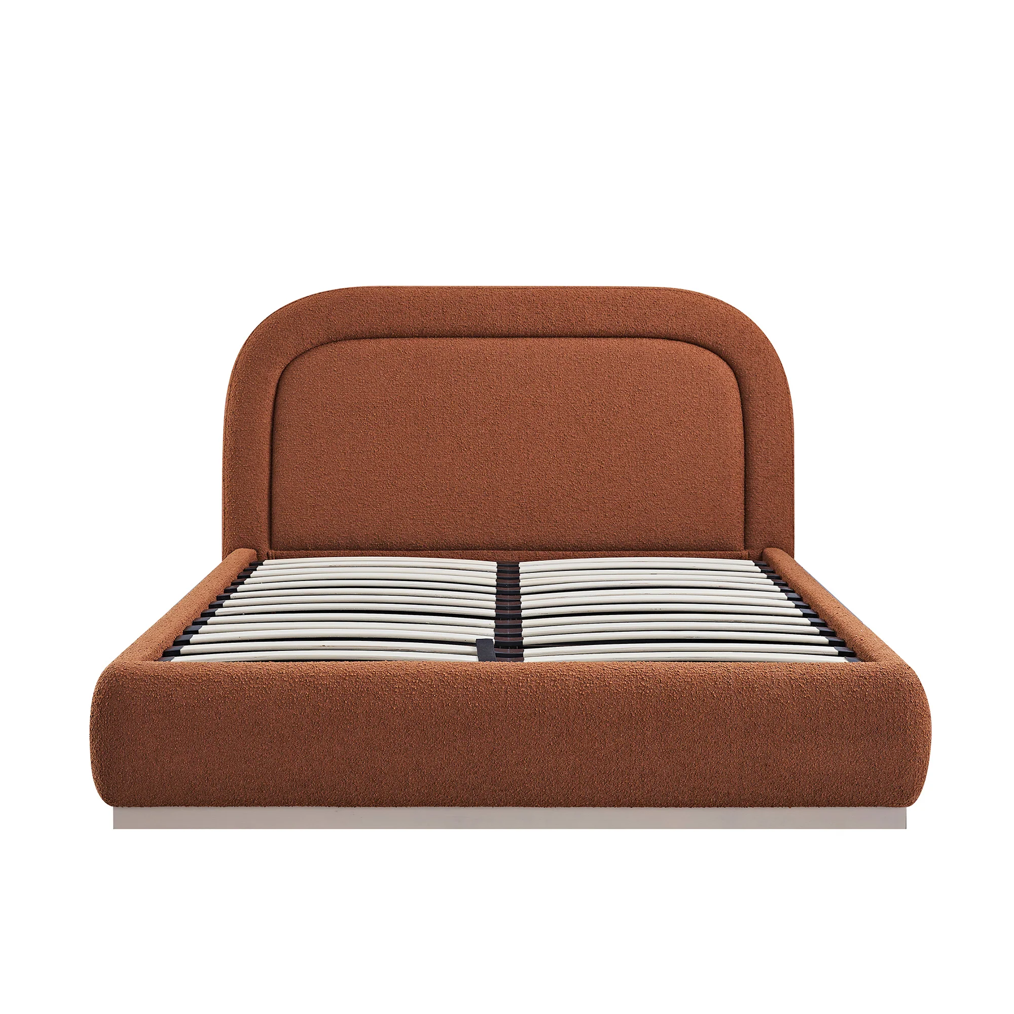 Luella Upholstered Wooden Plinth Base Storage Bed, Rust Boucle - Image 10