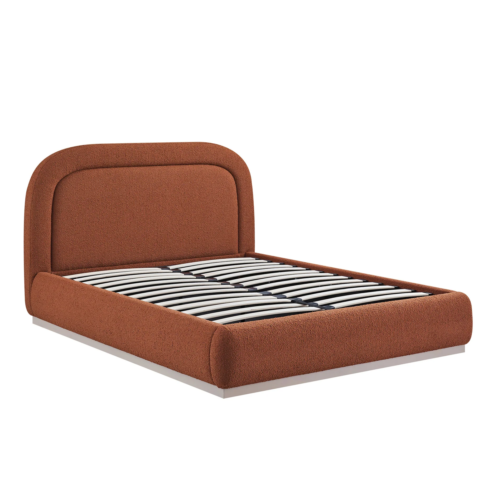 Luella Upholstered Wooden Plinth Base Storage Bed, Rust Boucle - Image 11