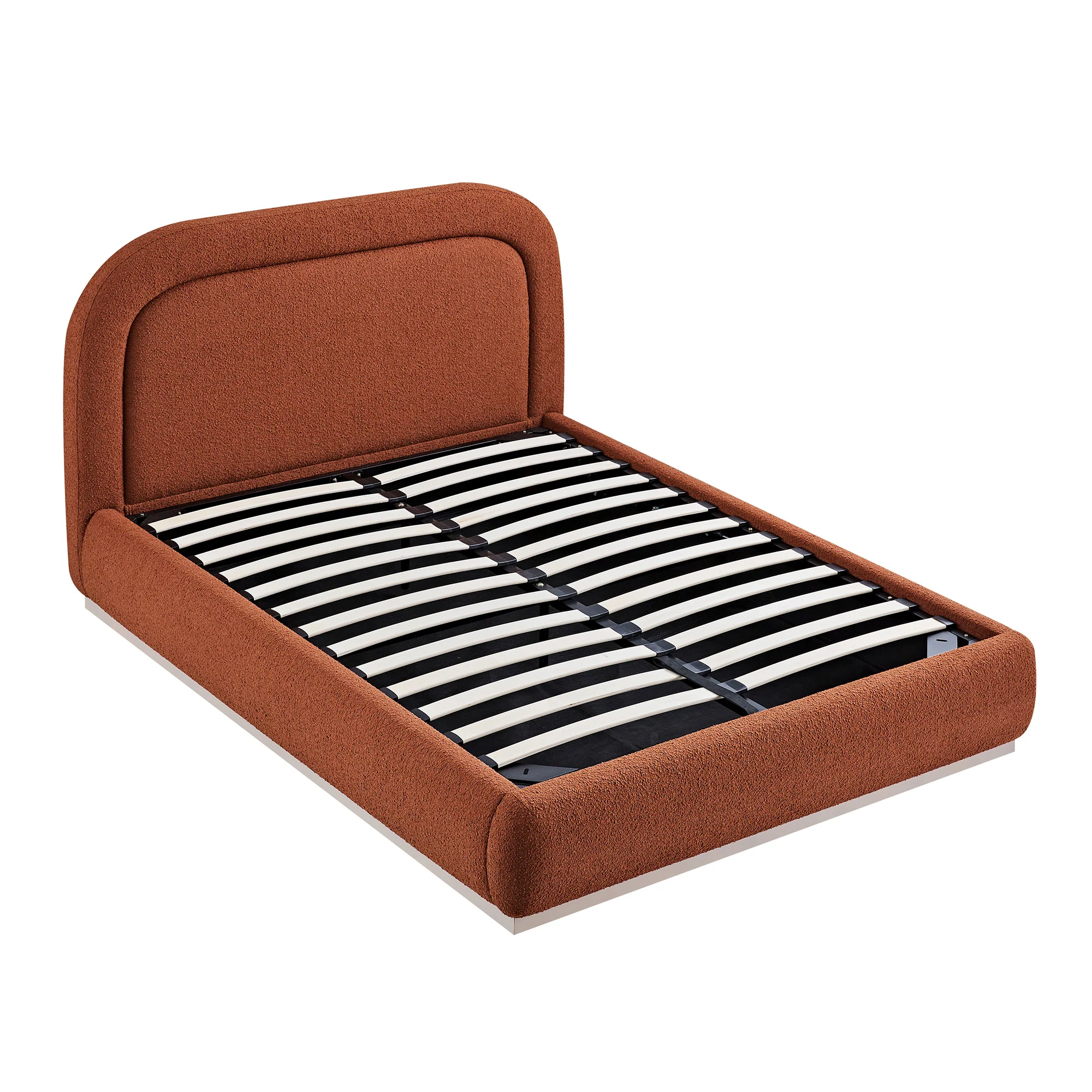 Luella Upholstered Wooden Plinth Base Storage Bed, Rust Boucle - Image 14