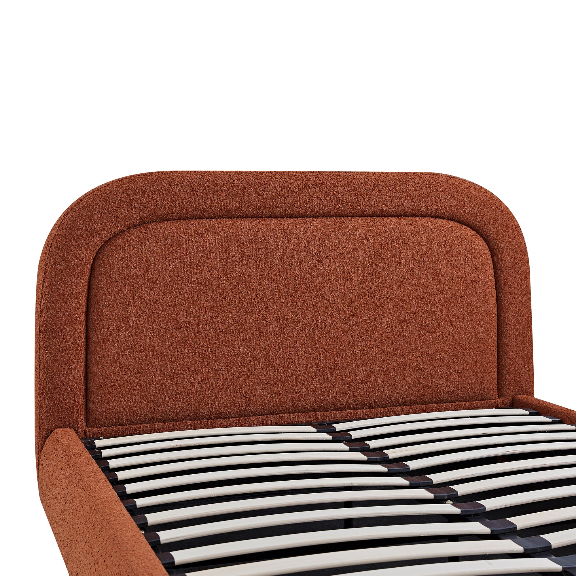 Luella Upholstered Wooden Plinth Base Storage Bed, Rust Boucle - Image 17