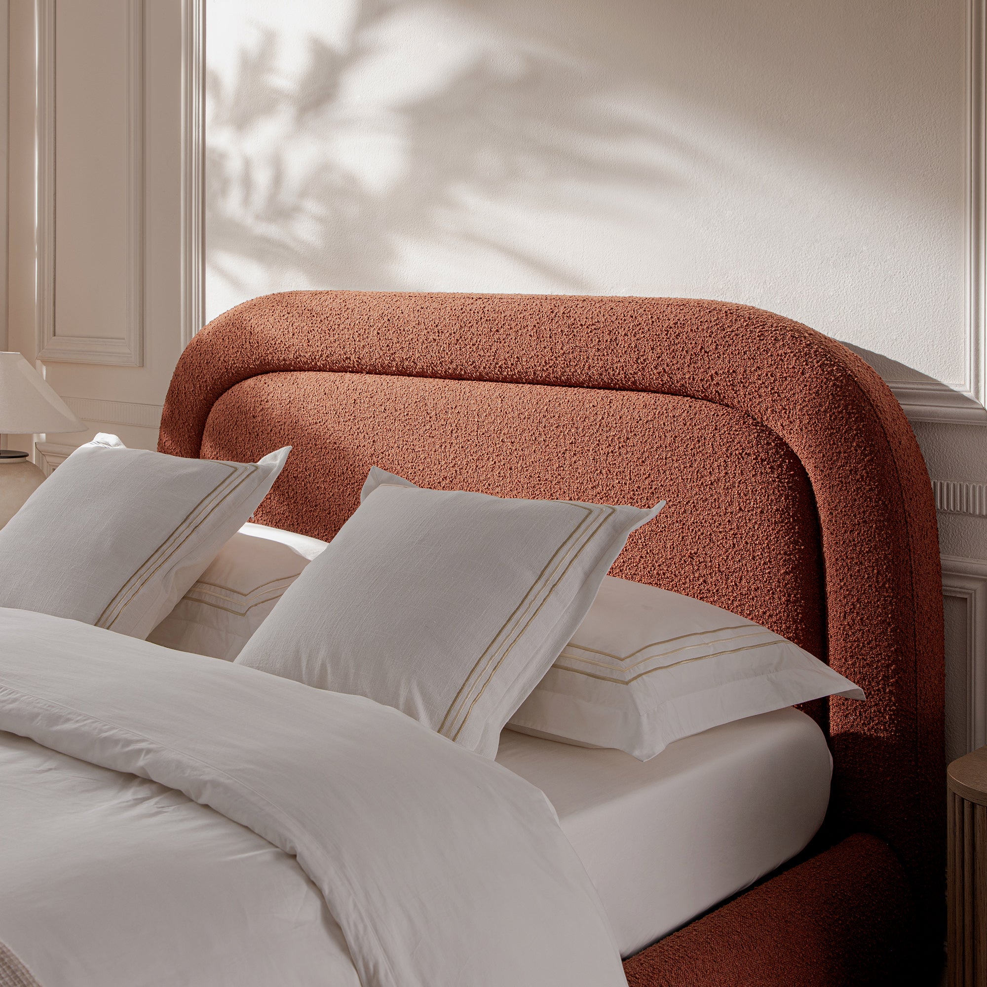 Luella Upholstered Wooden Plinth Base Storage Bed, Rust Boucle - Image 7