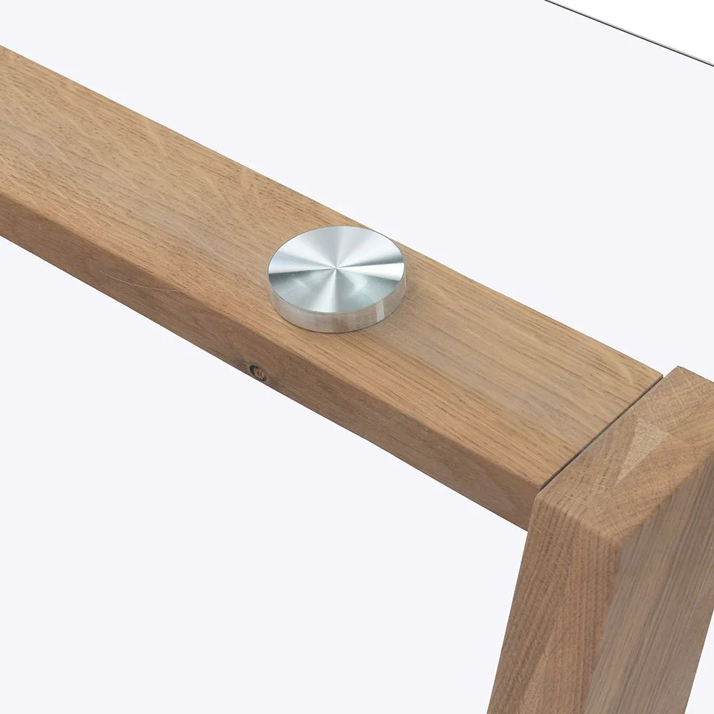 Lugano 160cm Rectangular Glass Top Solid Oak Legs Dining Table - Image 8