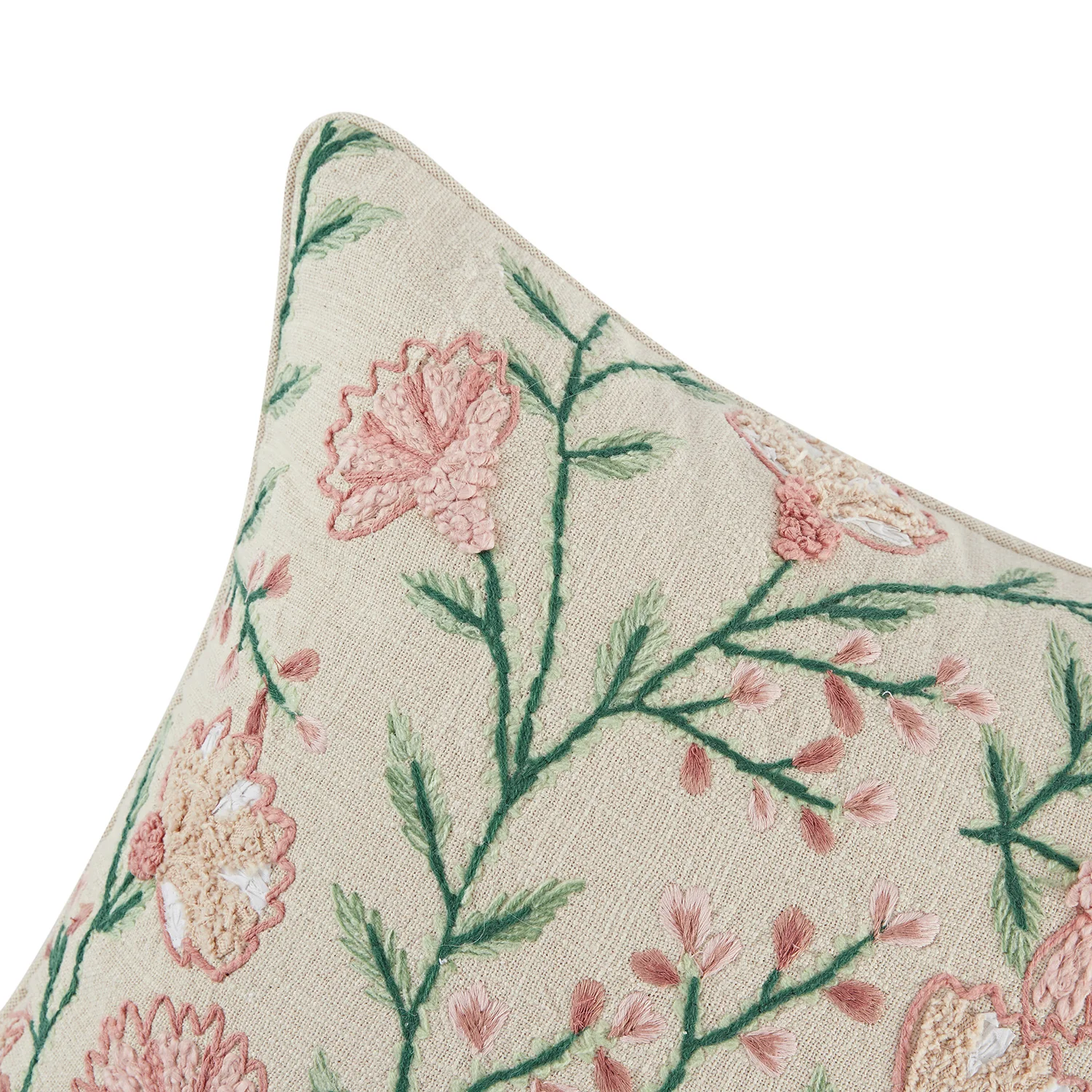 Lula Flourish Blush Floral Embroidered Cushion - Image 2