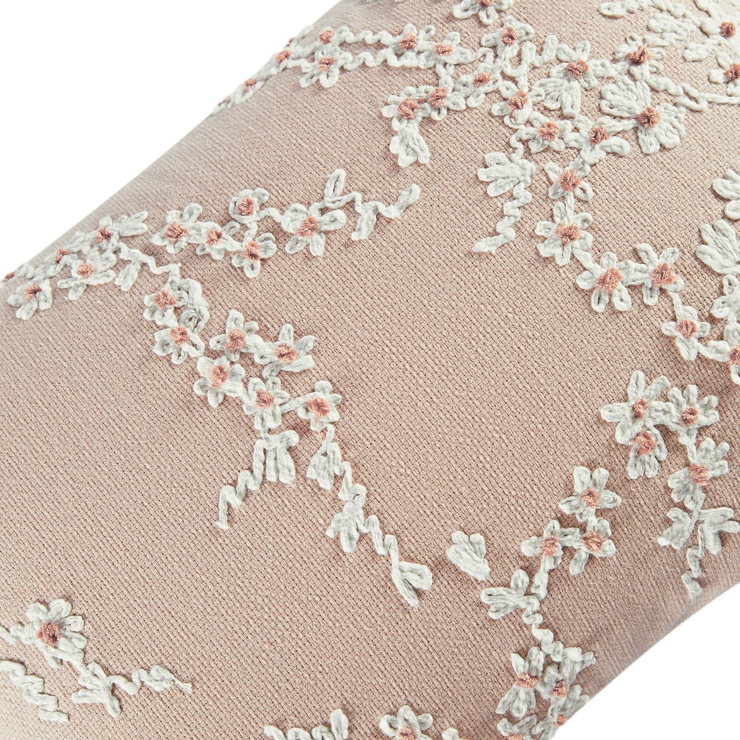 Lula Pink Blossom Embroidered Rectangular Cushion - Image 2