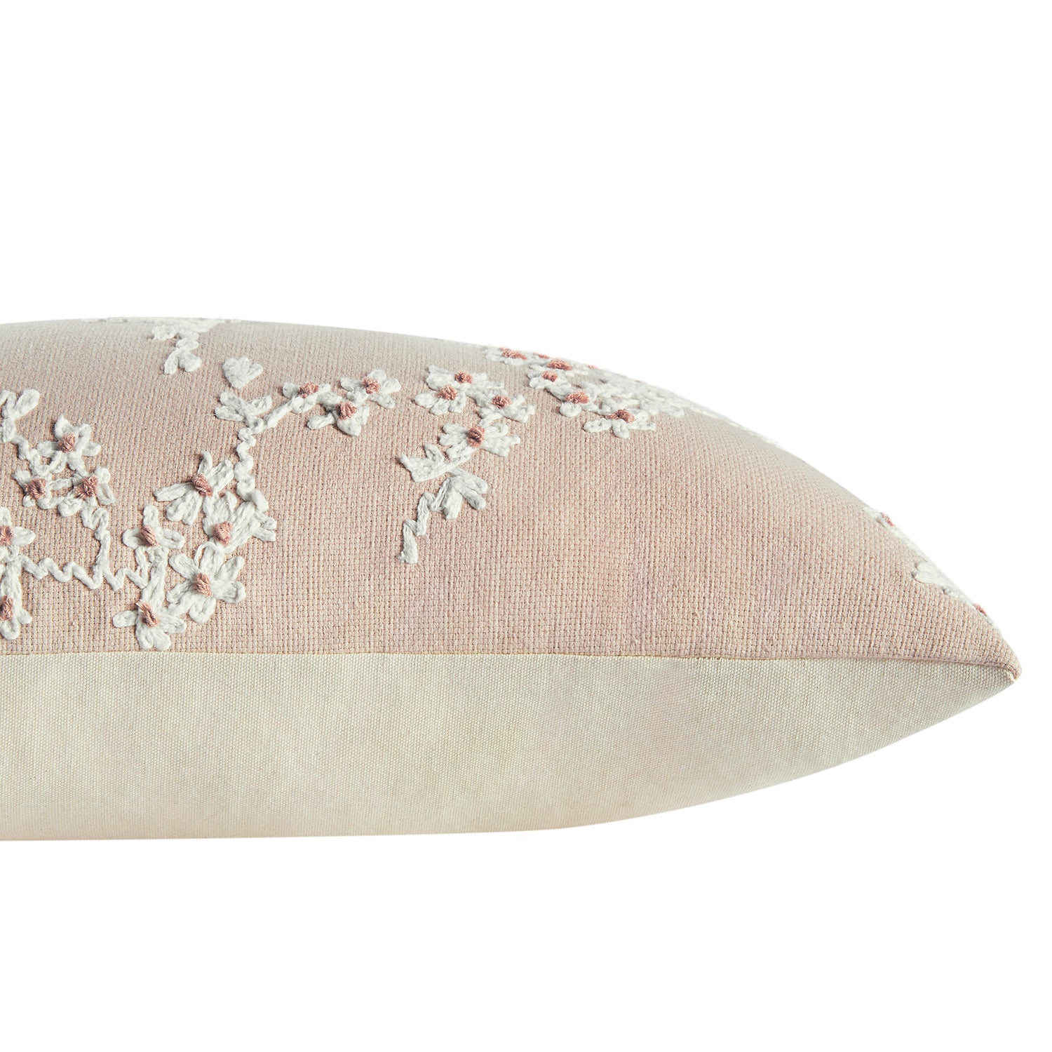 Lula Pink Blossom Embroidered Rectangular Cushion - Image 3