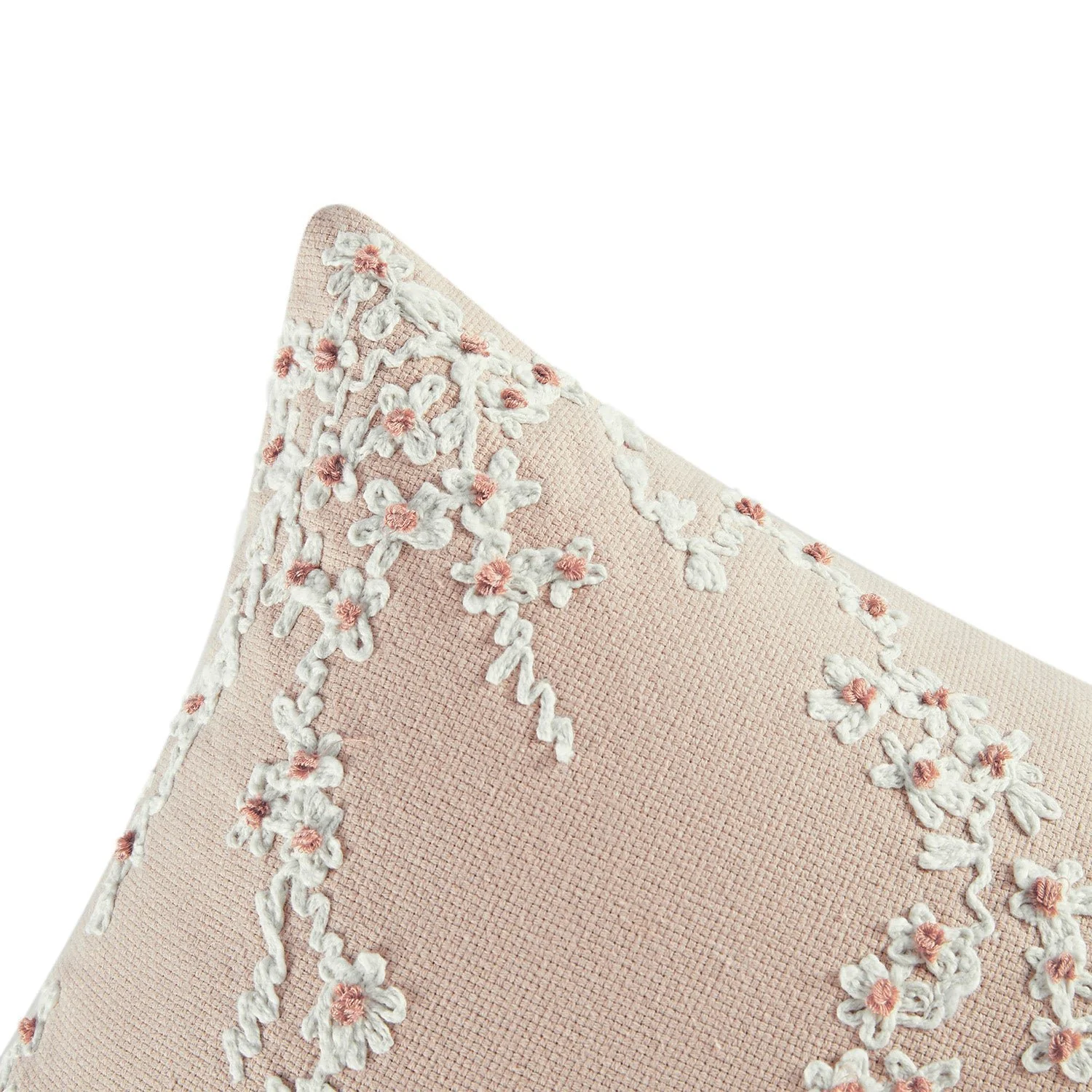 Lula Pink Blossom Embroidered Rectangular Cushion - Image 4